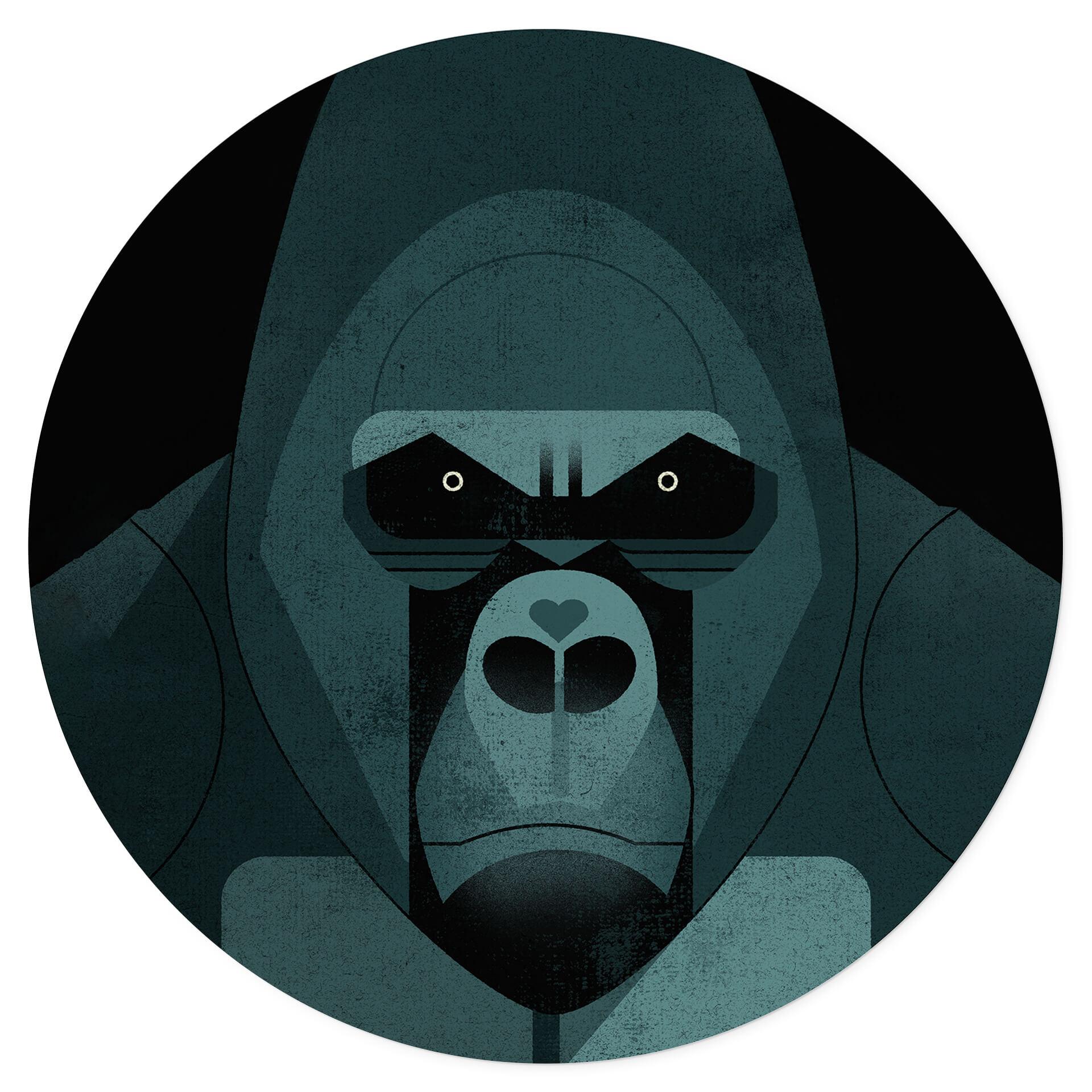 Wandtattoo Gorilla - Braun - Rund