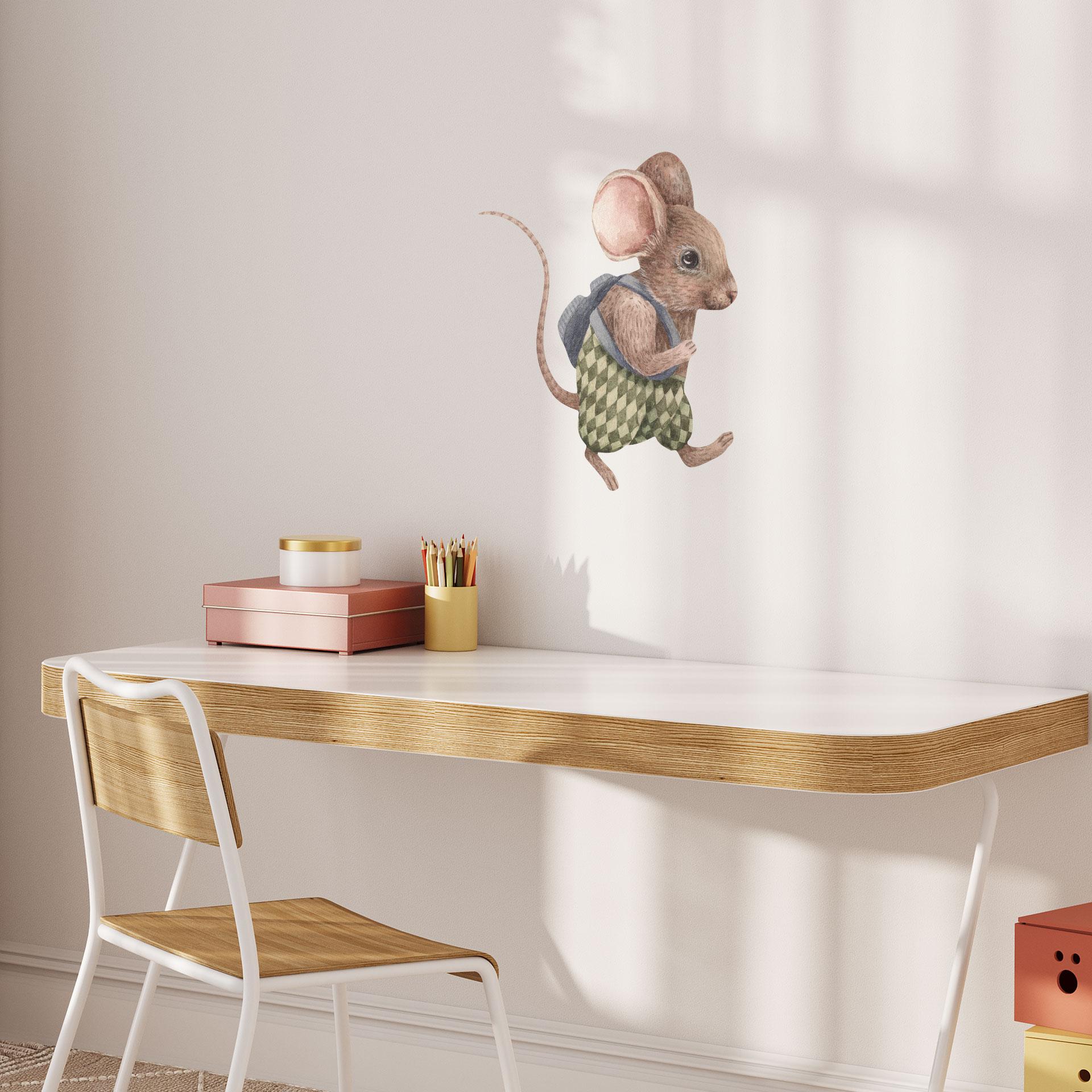 Wallsticker Lille mus på opdagelsesrejse - Kikki Belle