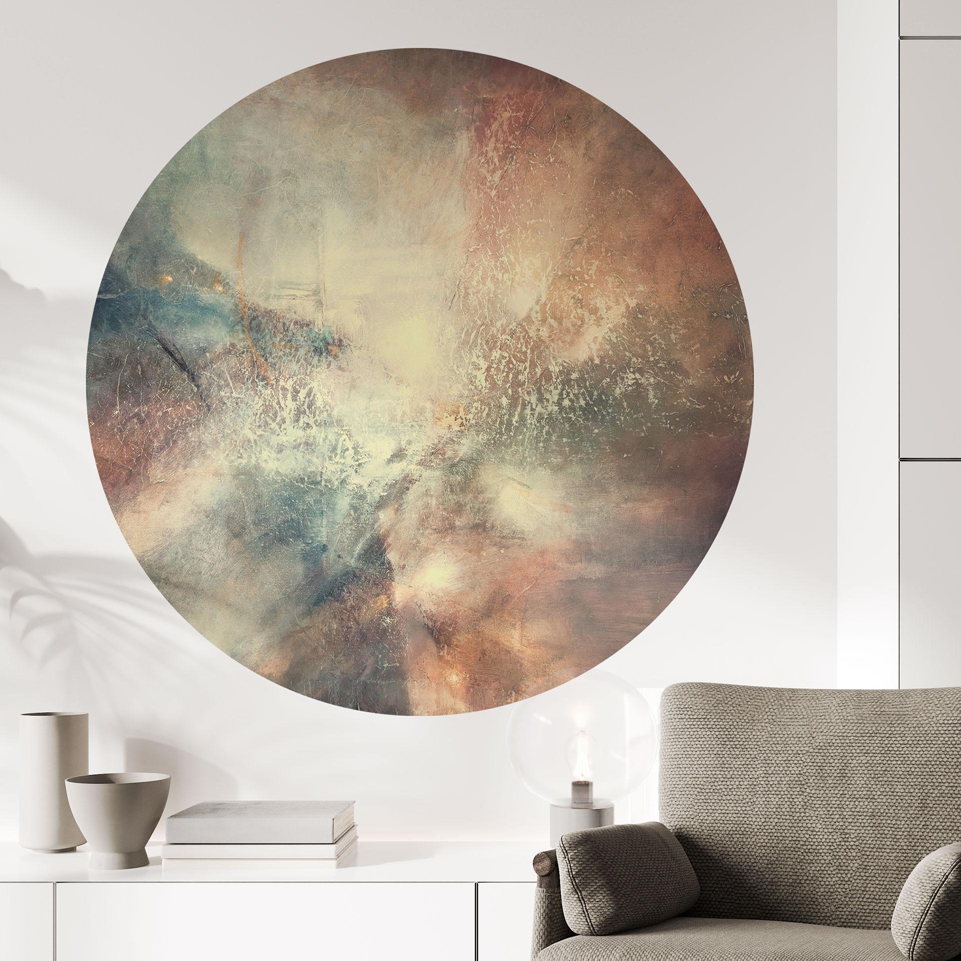 Wallsticker Abstrakt tåge i guldlys - Schmucker - Rund
