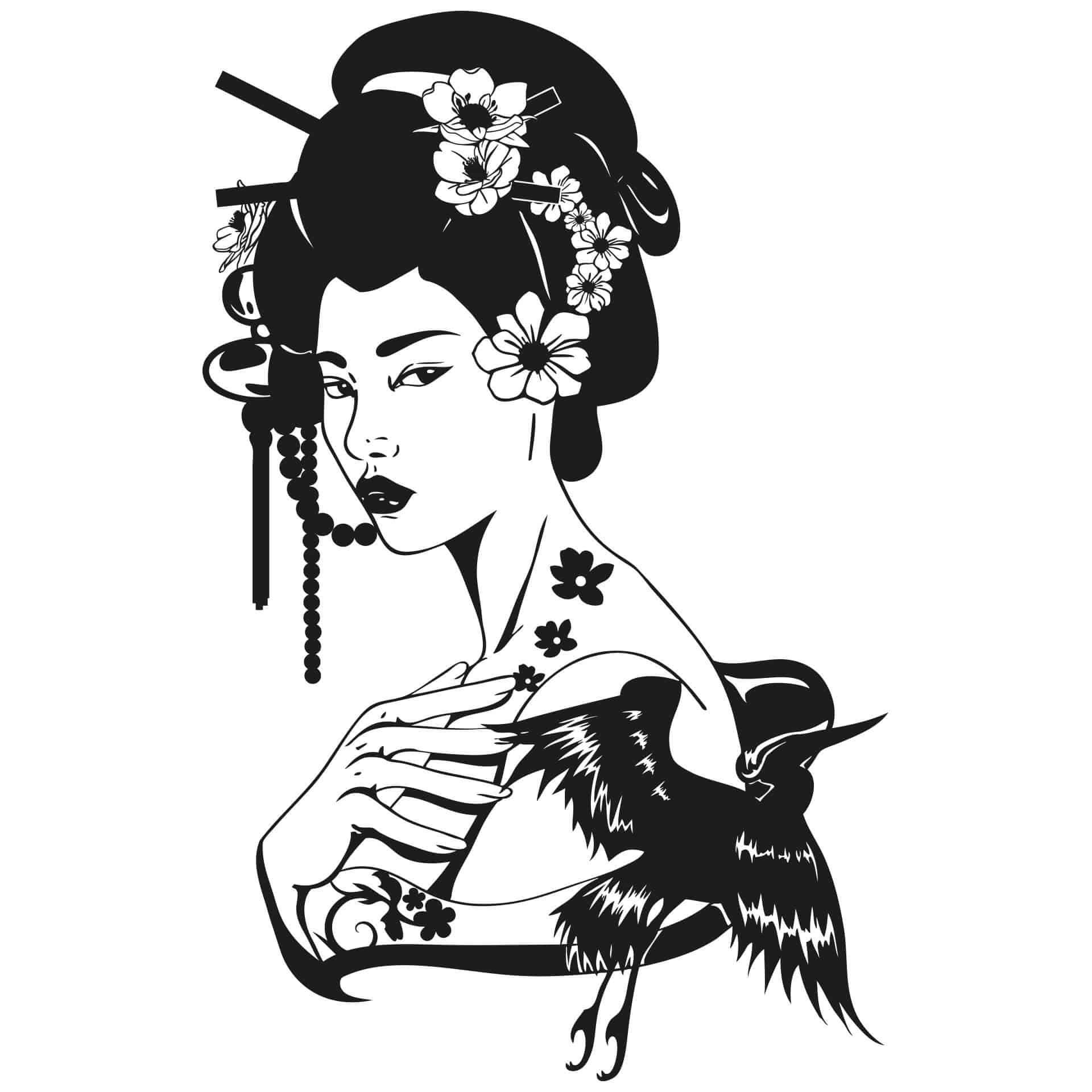 Wallsticker Geisha portræt
