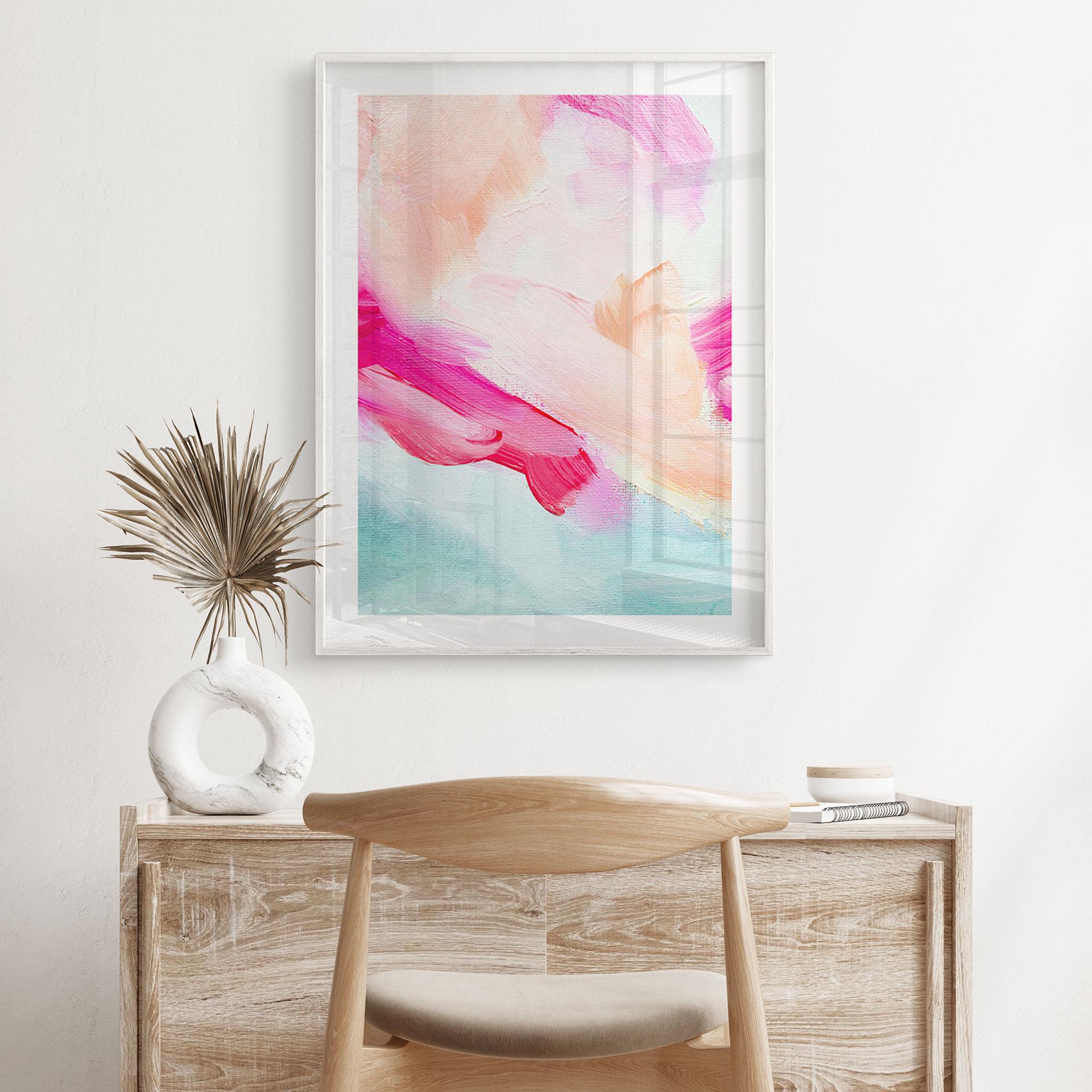 Plakat Penselstrøg i pink og turkis - Haniff