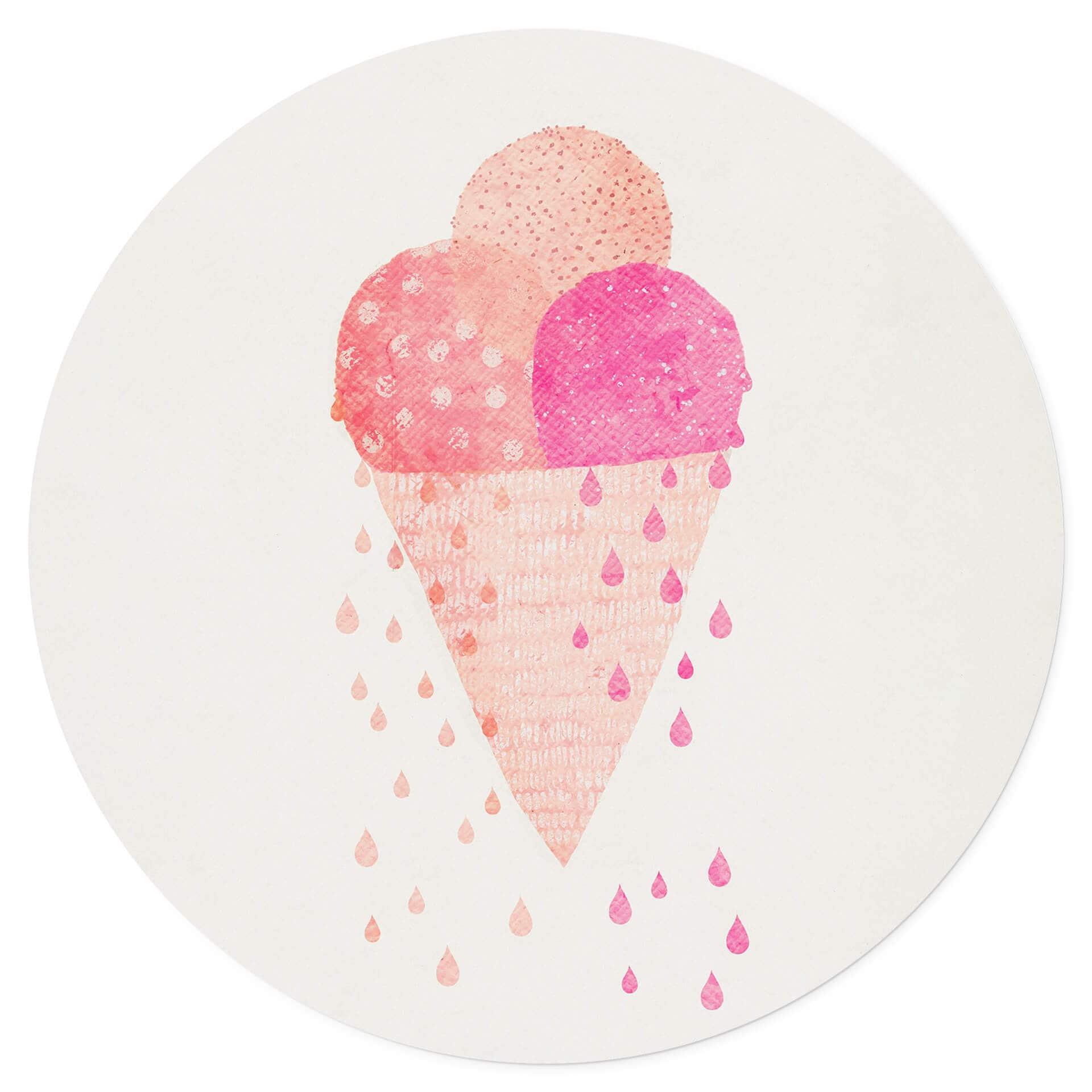 Adesivo murale Treechild - Tre palline di gelato in estate - Rotondo