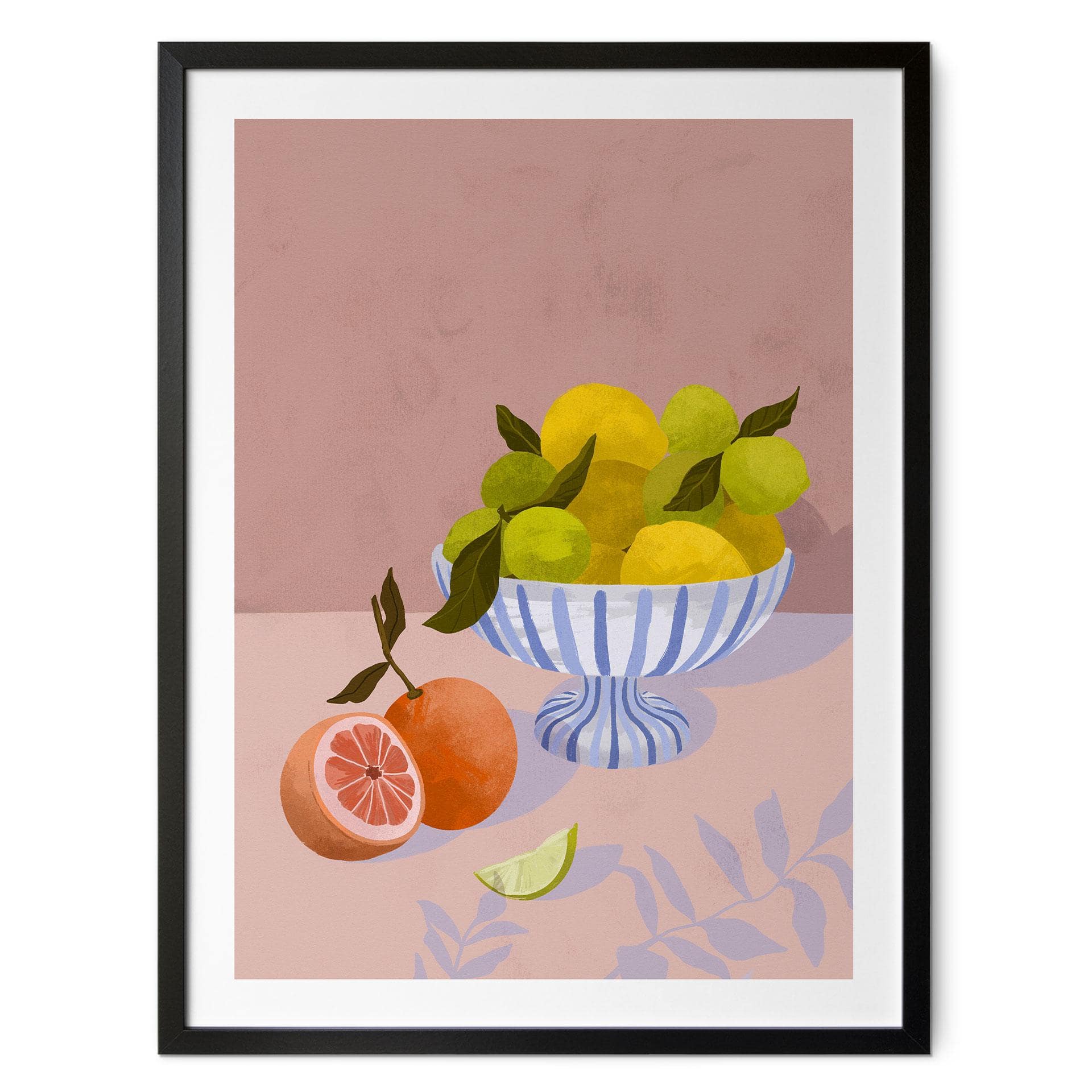 Plakat citrusfrugter i skål stilleben | frugtmotiv til køkkenet - Goed Blauw