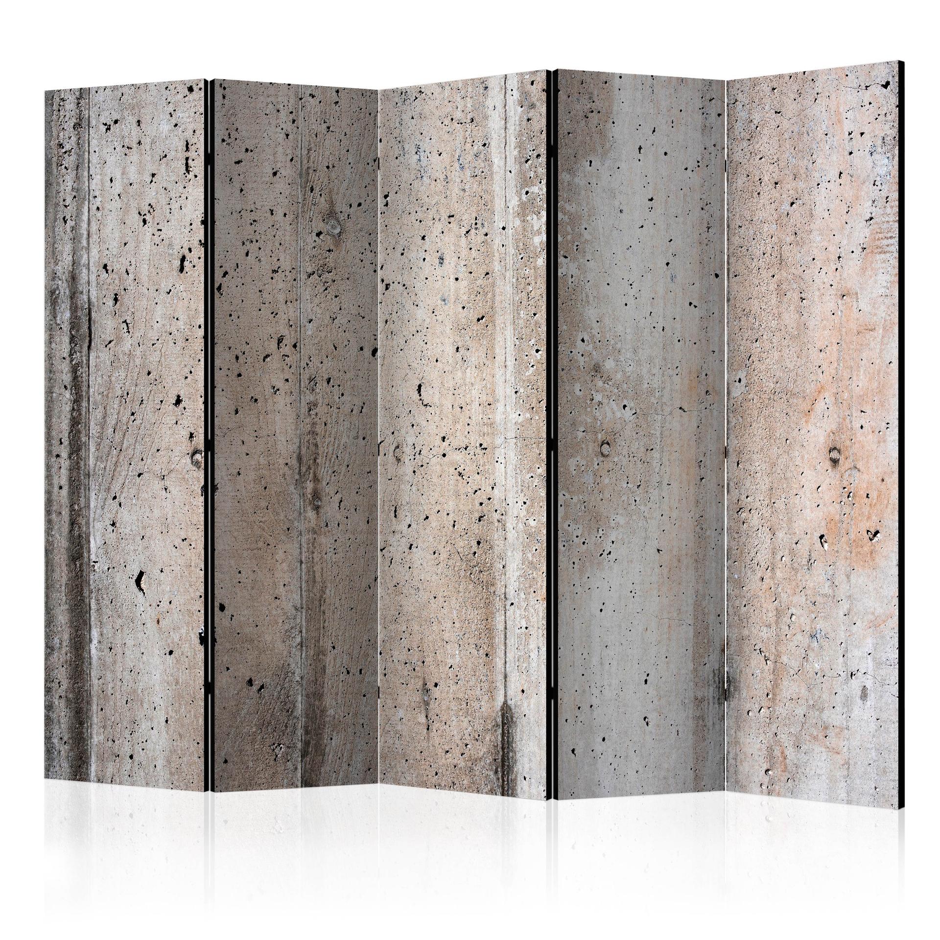 Skærm til rumdeling - Gammel beton, 5-delt - 225x172 cm