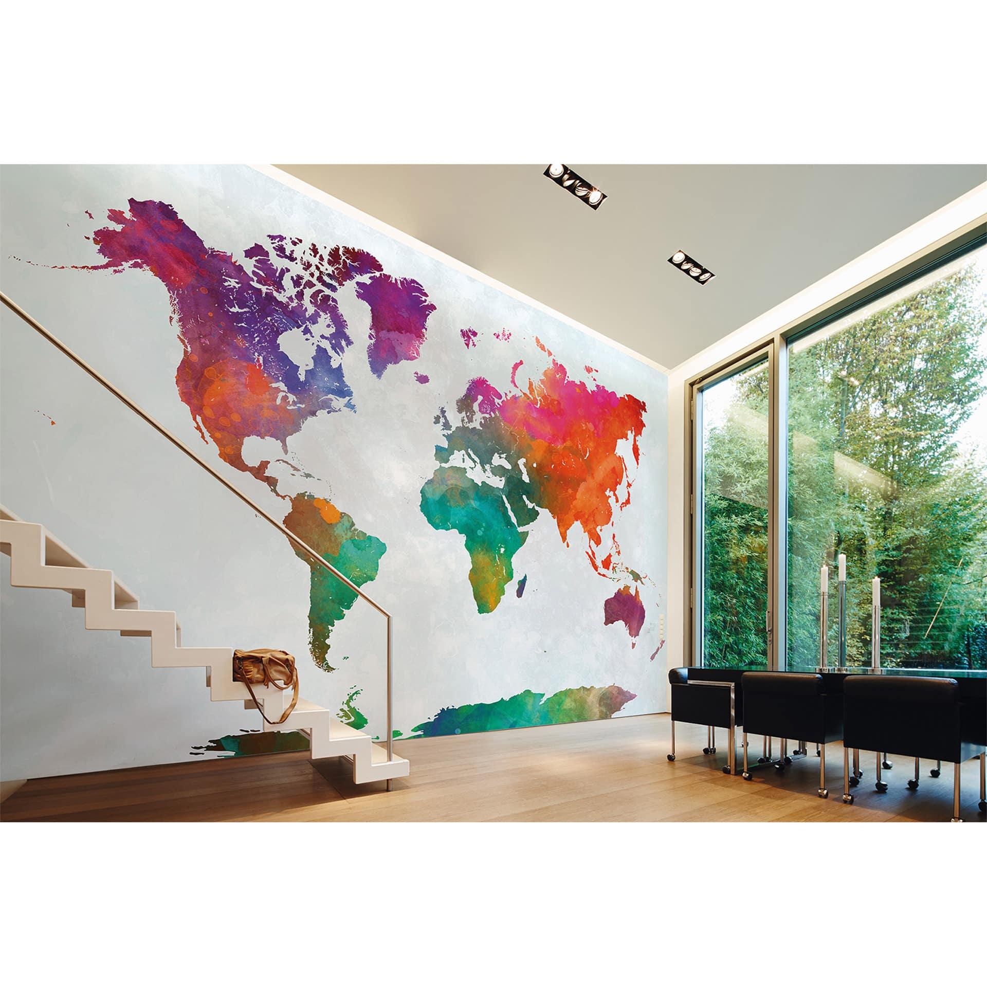 non-woven tapet GlobalMapDesignwalls i farverige og grå