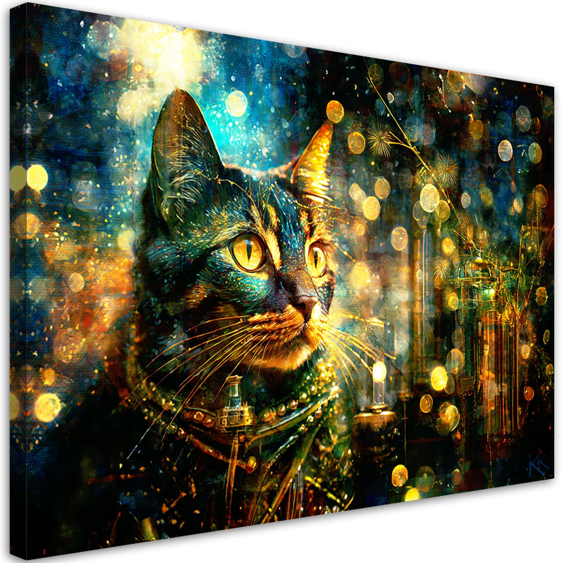 Canvasbillede, Kat på abstrakt baggrund