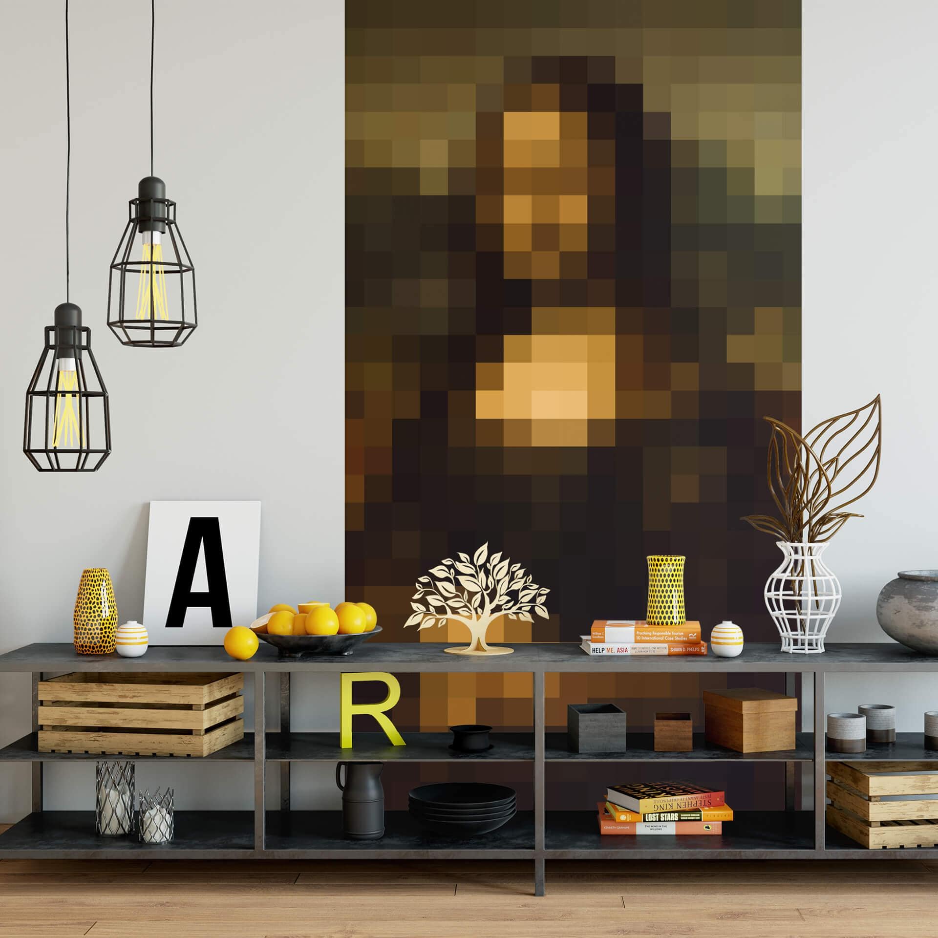 Papier peint photo Pixelart - da Vinci - Mona Lisa - 144x260 cm