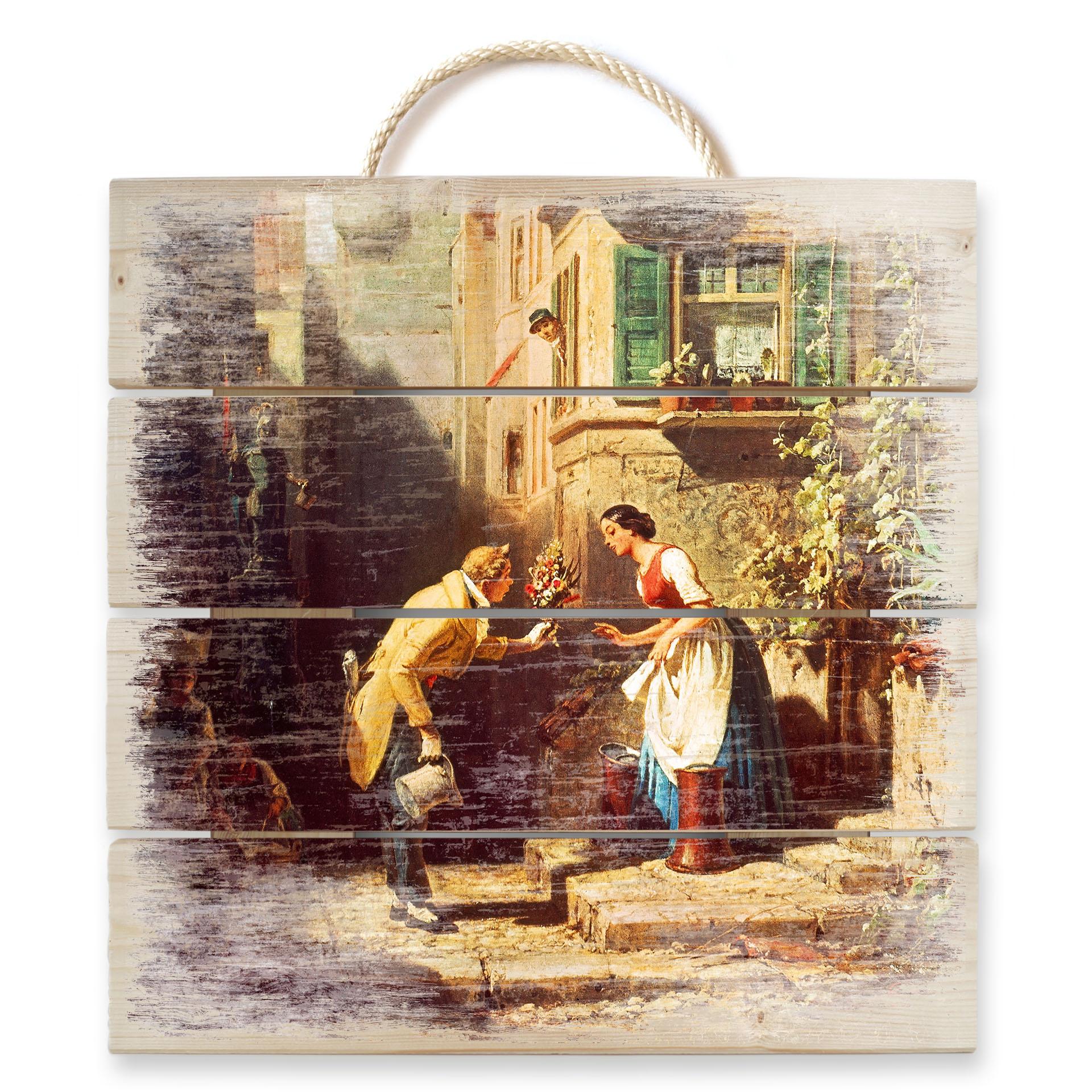 Obraz drewniany Spitzweg - Wieczny Pan Młody - 40x41,5 cm