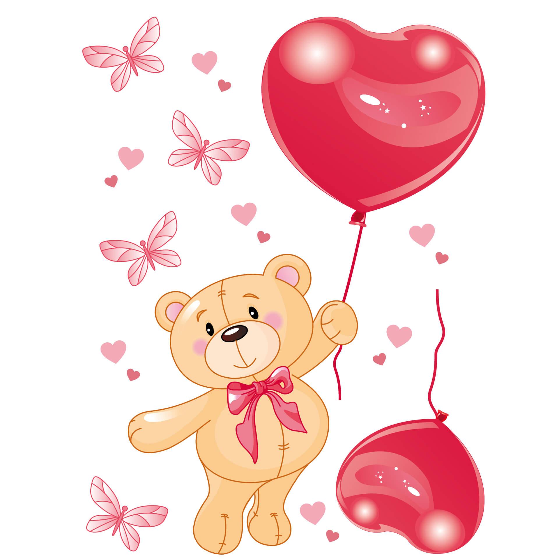 Muursticker Beertje met Ballonnen