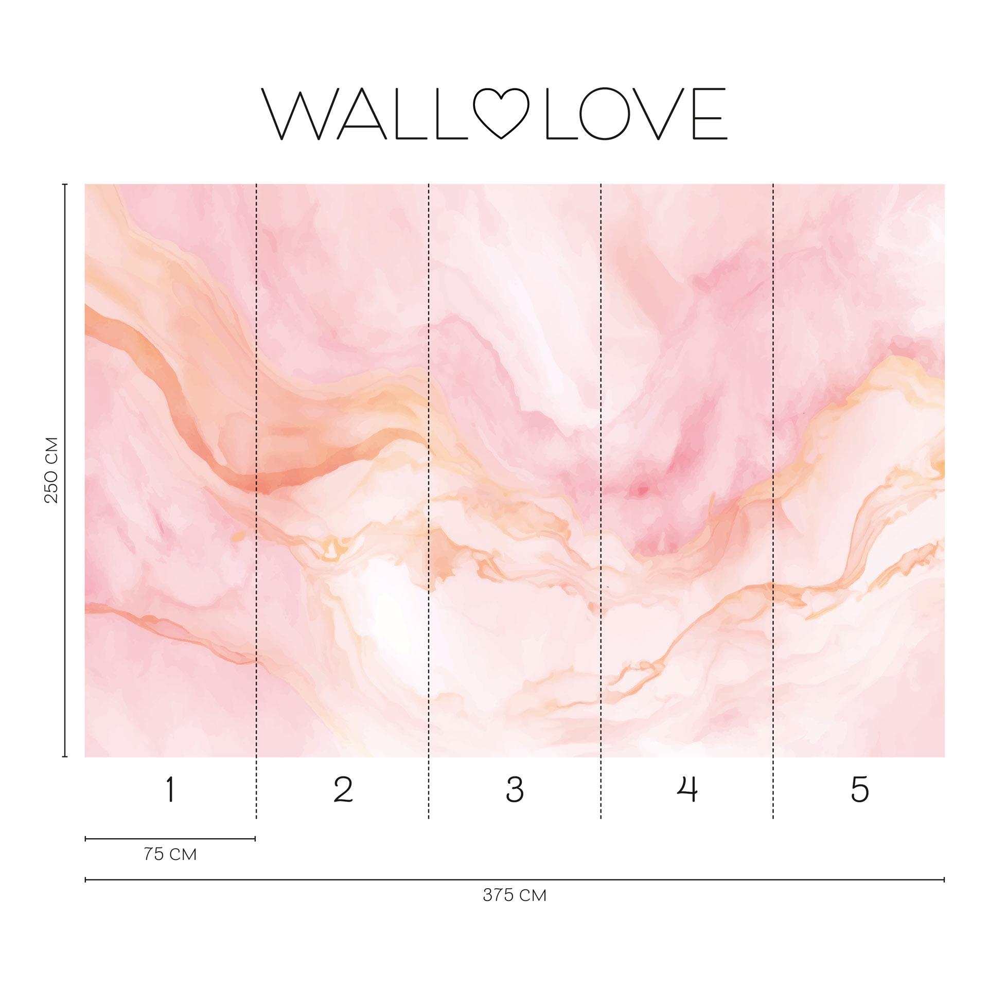 Fotobehang roze abrikoos - Vliesbehang 3,75 m x 2,50 m abstract zacht