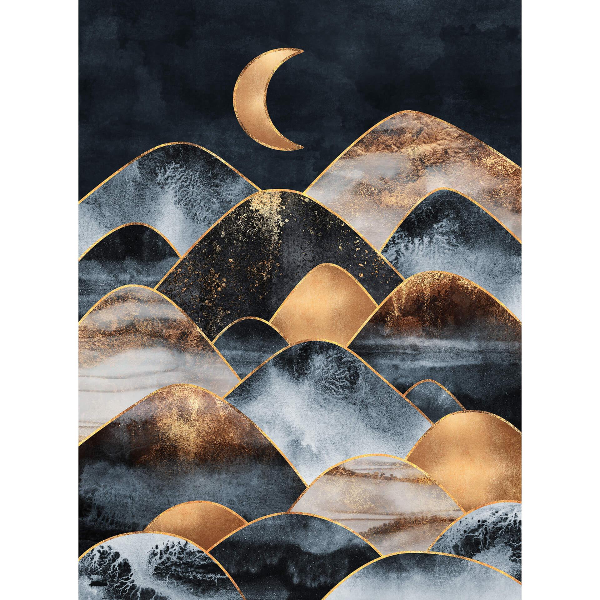 Fotobehang Fredriksson - Moonlit Mountains