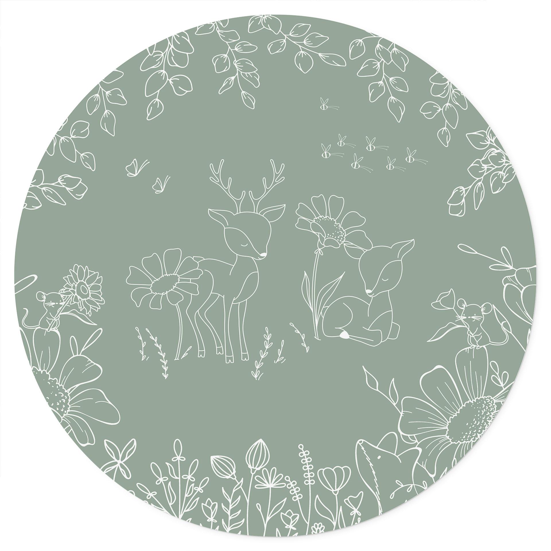 Wandtattoo Zwei Rehe auf der Blumenwiese - Oliver Robins - Rund