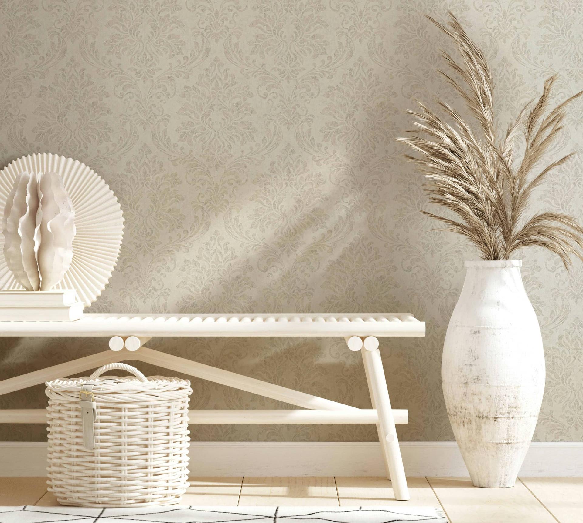 vliesbehang wit beige ornament voor woonkamer slaapkamer kantoor marburg behang