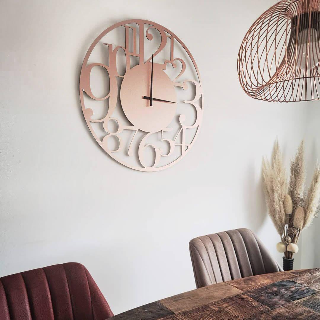 Horloge murale XXL en Alu-Dibond - Cuivrée - Moderne - Ø 70 cm
