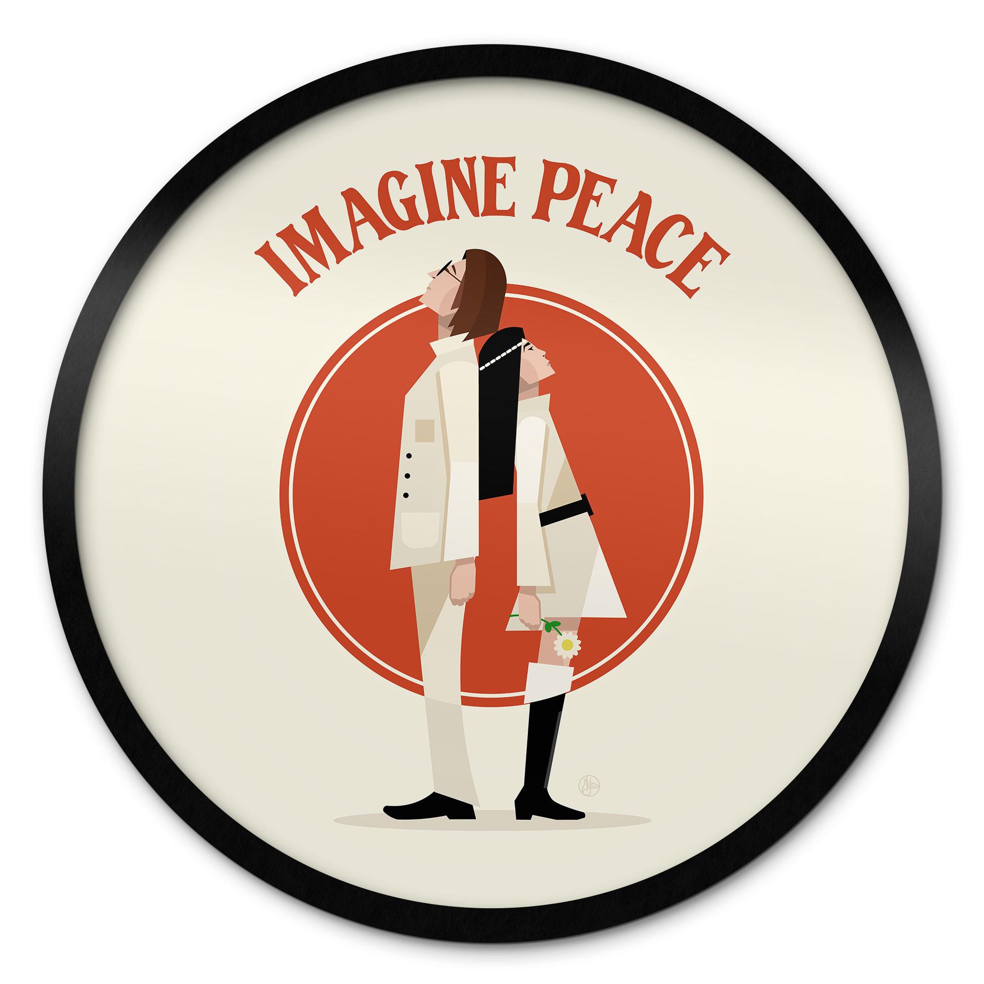 Plakat Imagine Peace - To for fred og håb - Retrodrome - Rund