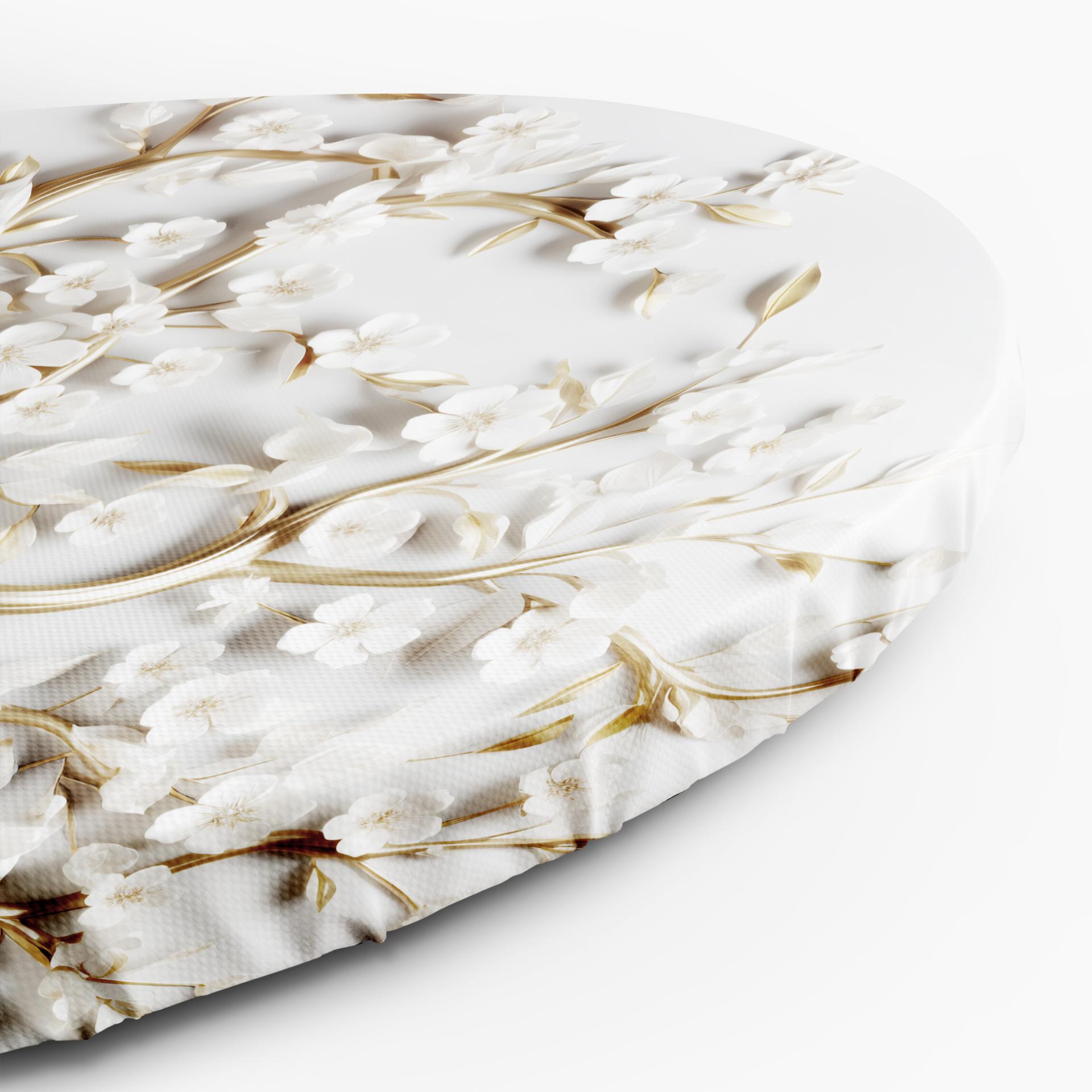 Rundt lærredsvægmaleri Gylden magnolieblomst Glamour 3D