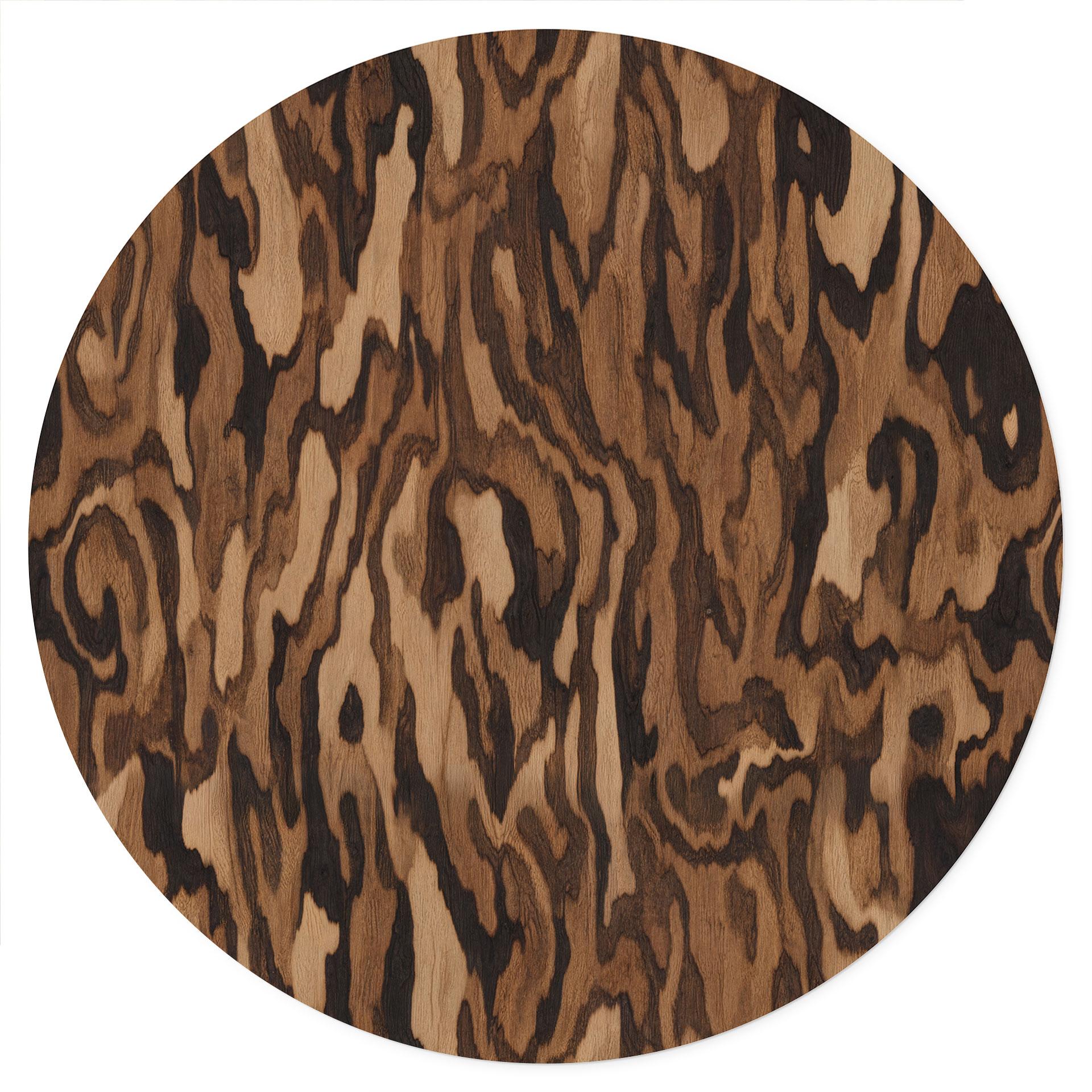 Sticker Mural Ettore Walnut - Veinage de Bois Abstrait - Sir Edward x Grigory Gladarev - Rond