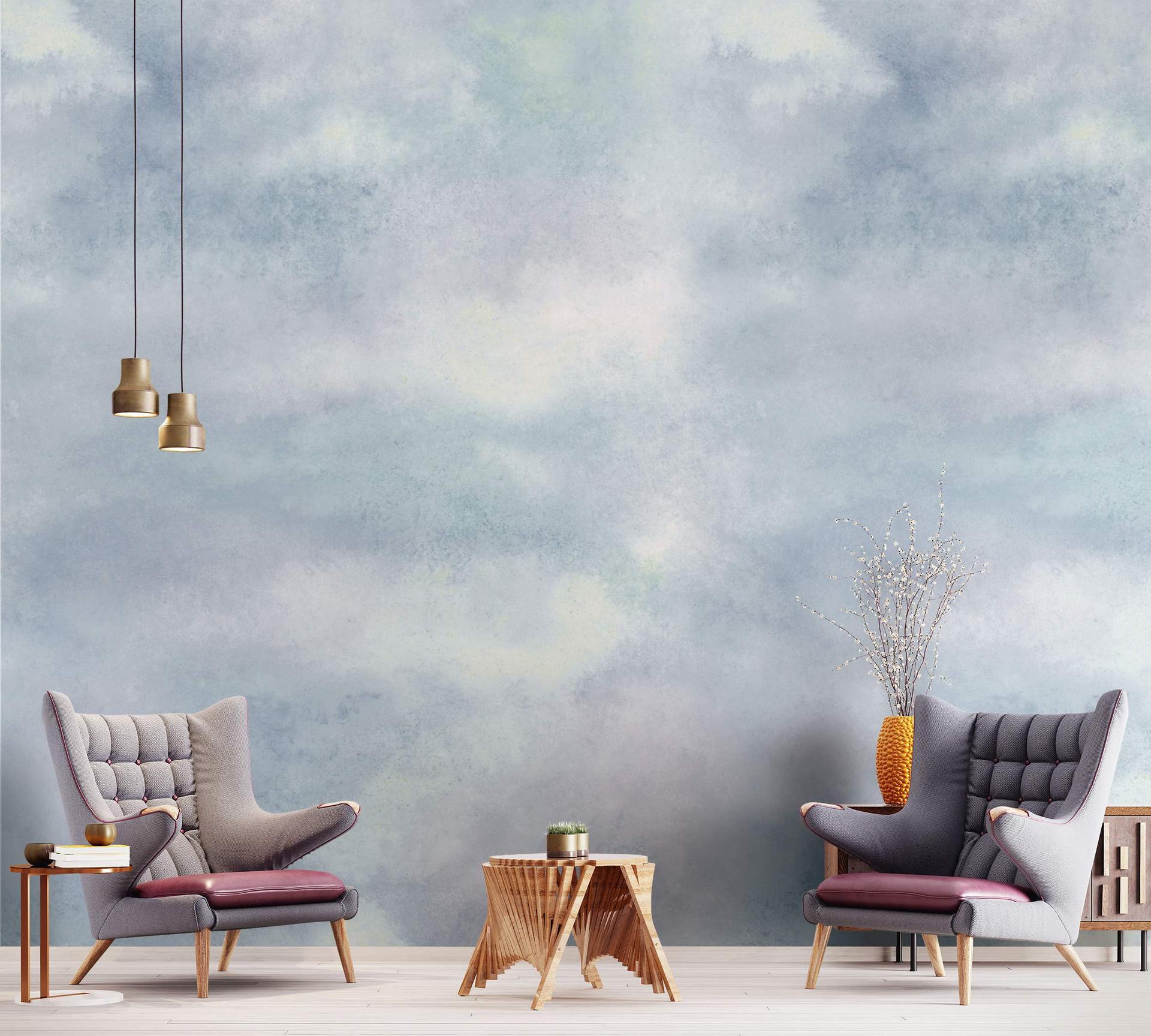Fototapet med himmel og skyer, blå ensfarvet 2,70 x 2,12 m