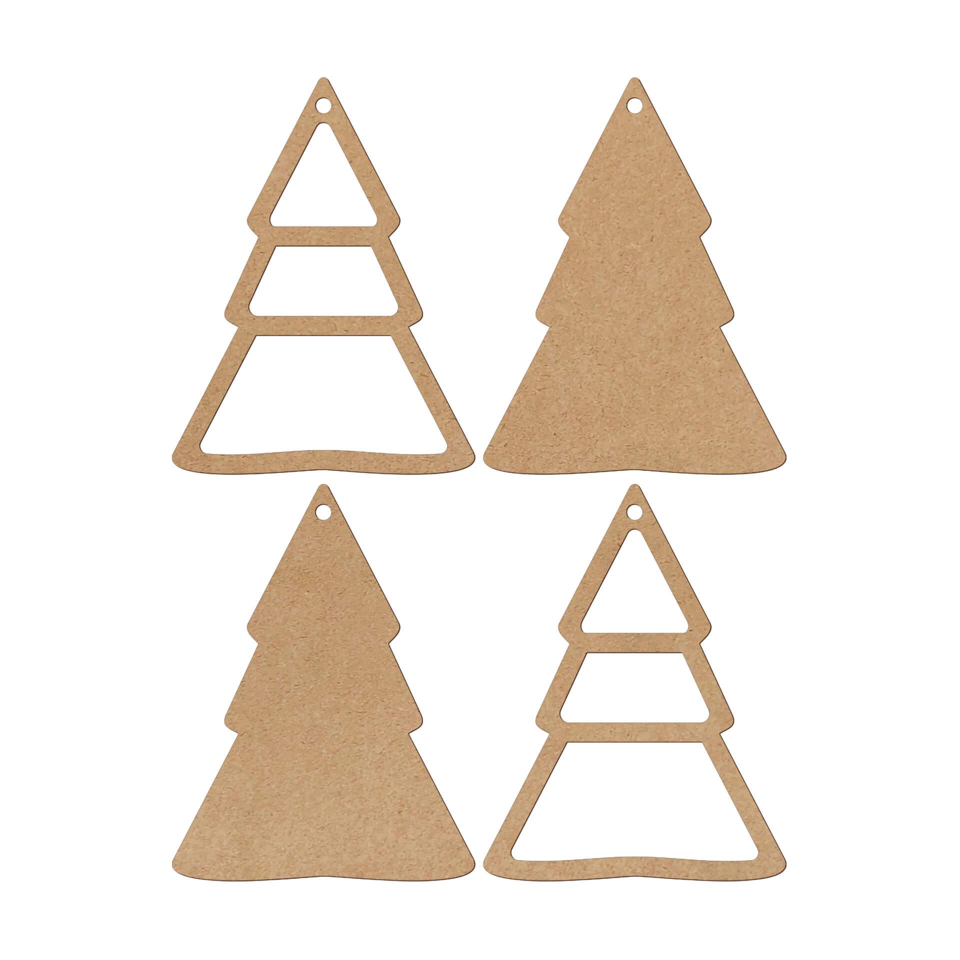 Decoración en madera - Colgante árbol de Navidad MDF nature (4 piezas) - cada una 8x10 cm