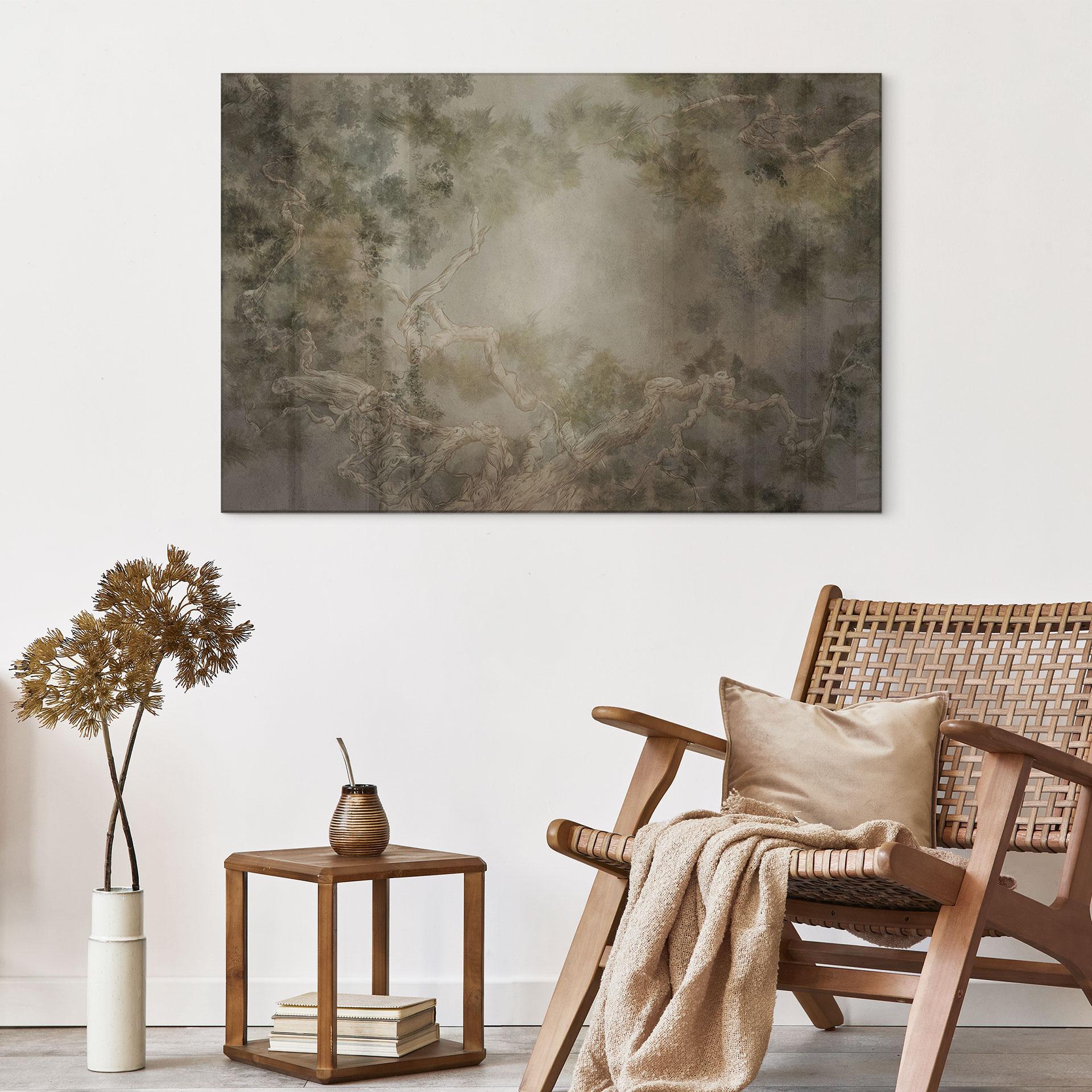 Acrylglasbild Wald mit Blick in die Baumwipfel - Ms Tiff