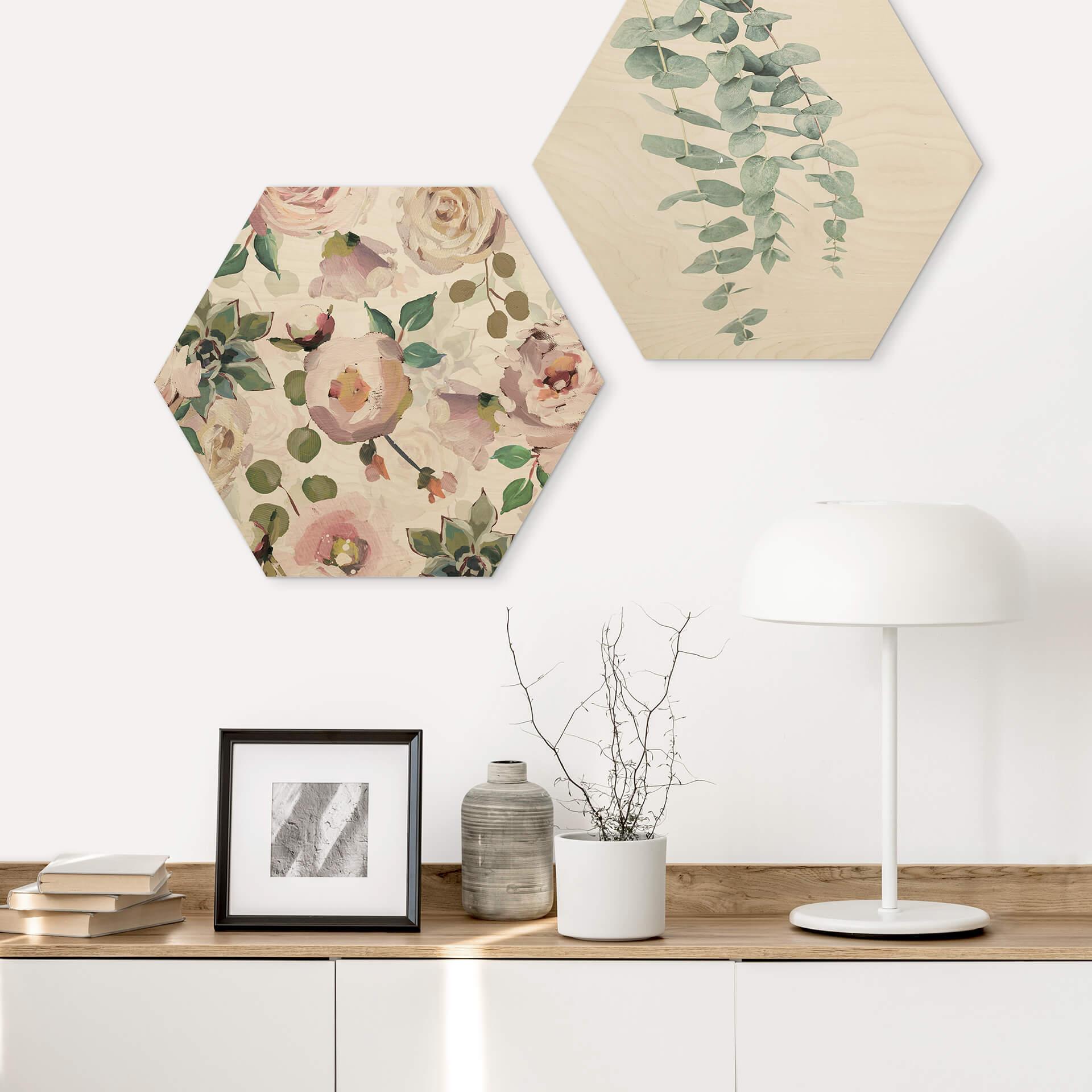 Esagoni in legno UN Designs - Fiori
