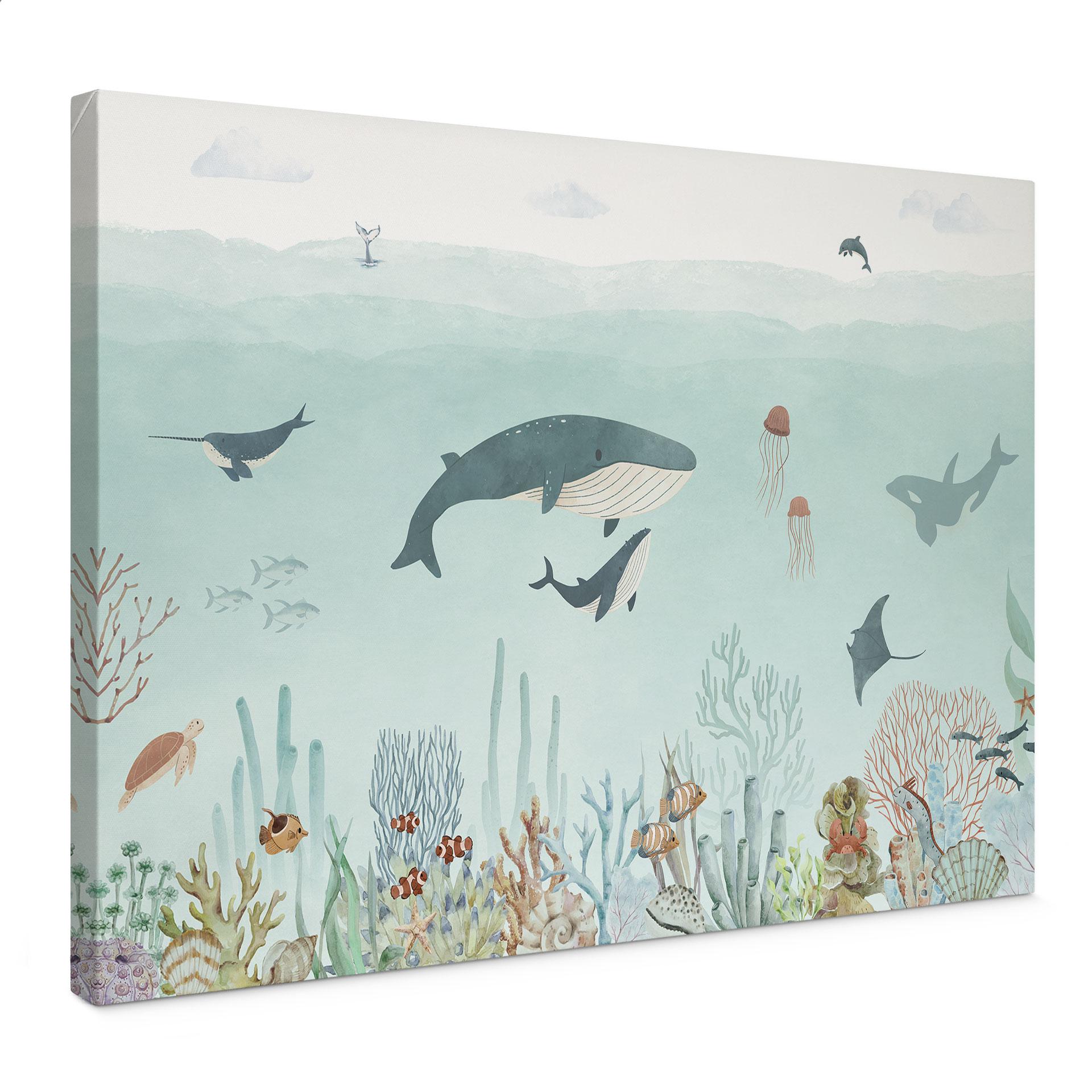 Canvasbillede Undervandseventyr med havdyr - Blå - Oliver Robins