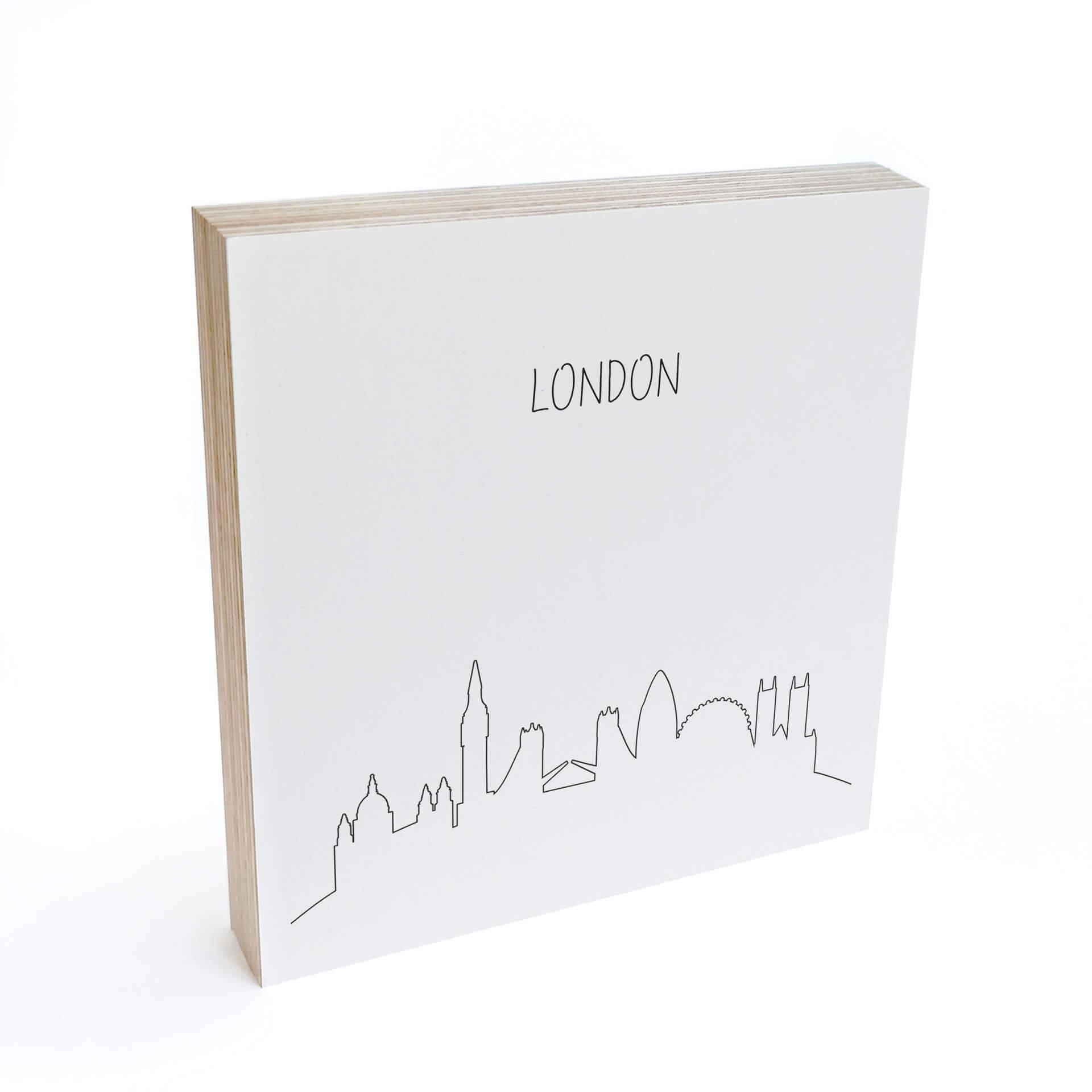 Billede af træ til at sætte op - Skyline London Outline - 15x15 cm