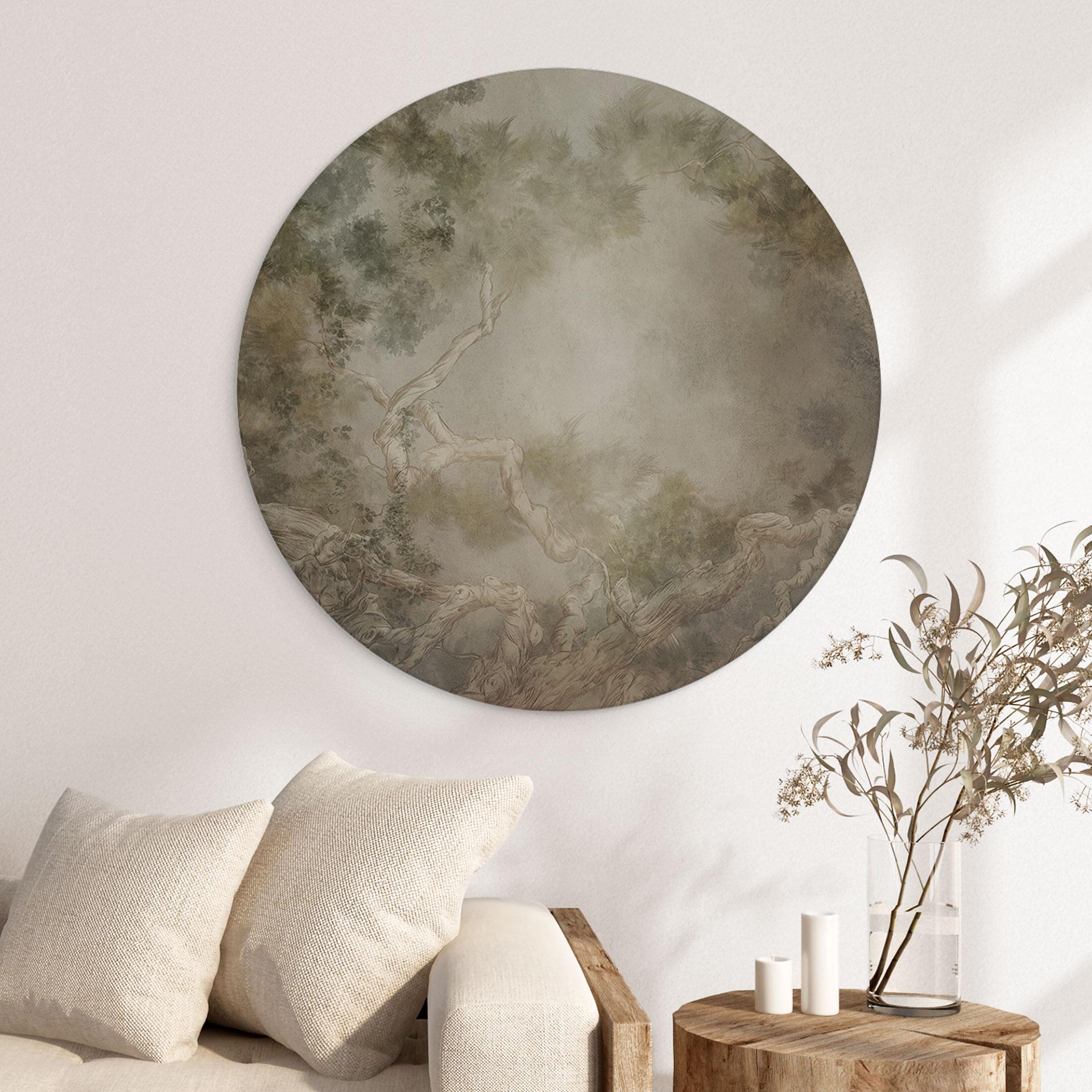 Wandbild Wald mit Blick in die Baumwipfel - Ms Tiff - Alu-Dibond Rund