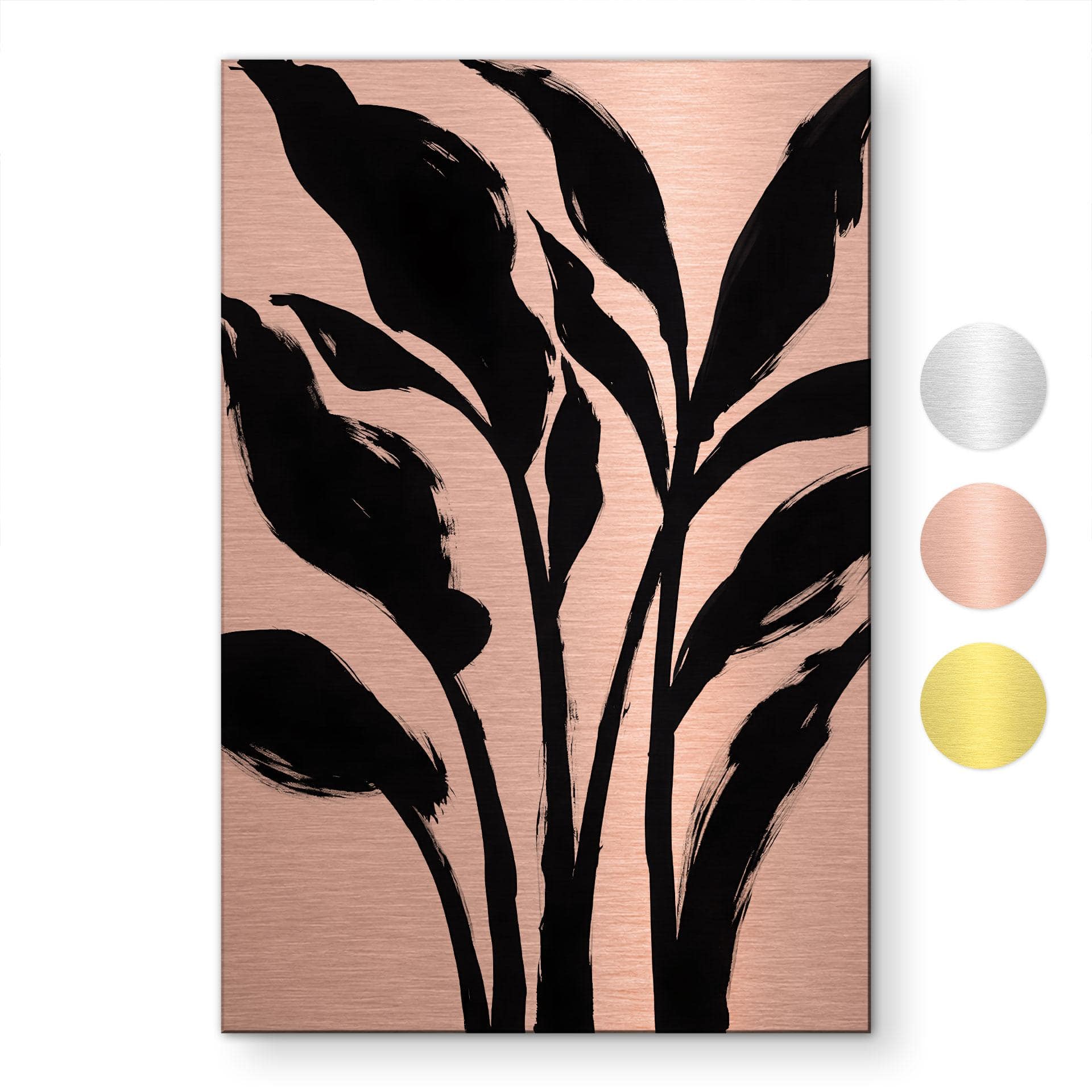 Geborsteld Alu-Dibond met goud-, zilver- & kopereffect - Botanische penseelkunst - Bruzual