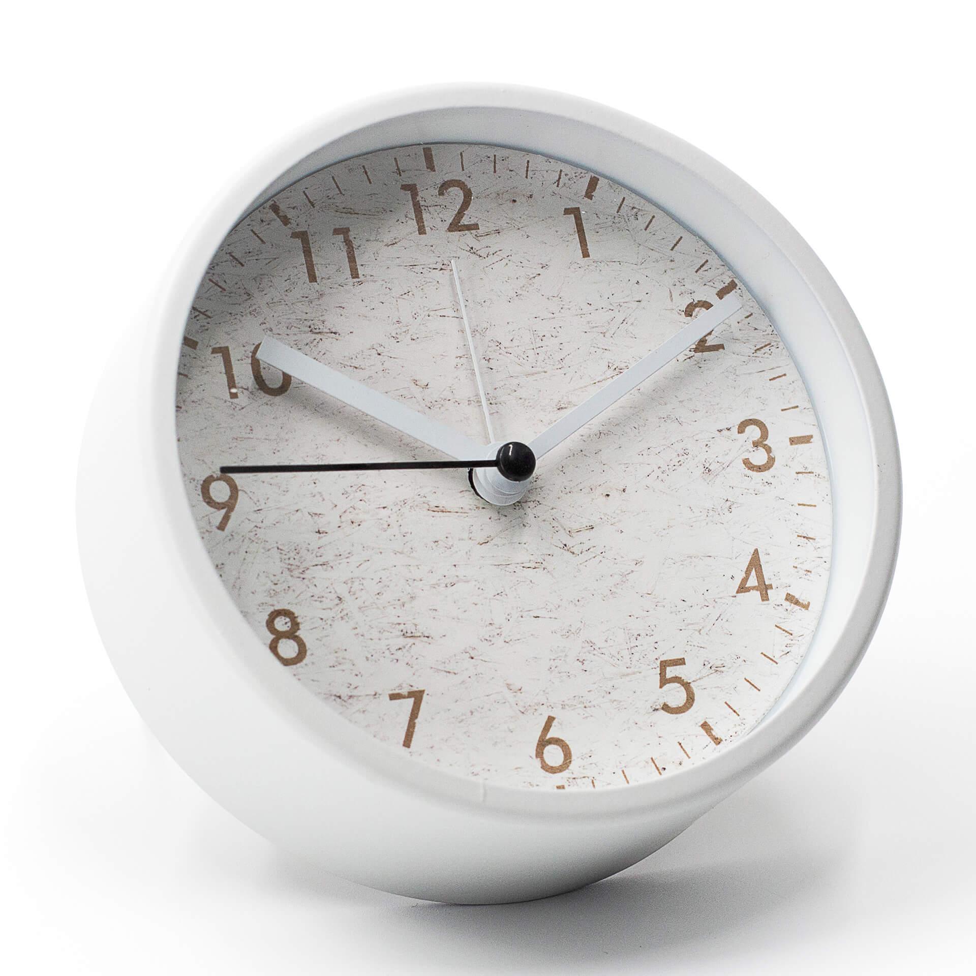 Tischuhr weiß modern Ø11 cm