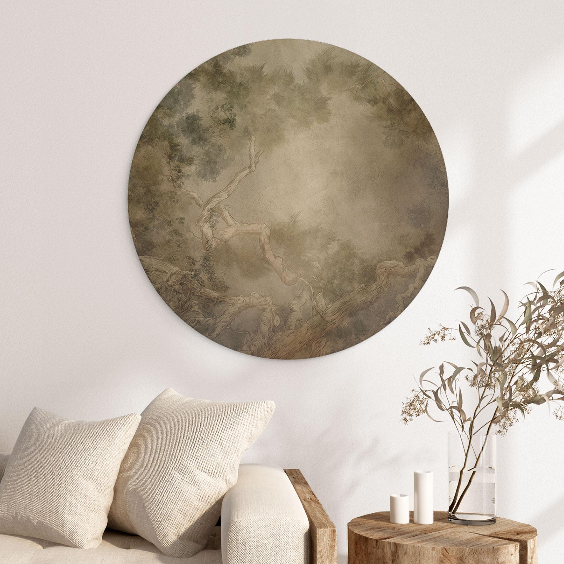 Holzbild Wald mit Blick in die Baumwipfel - Ms Tiff - Rund