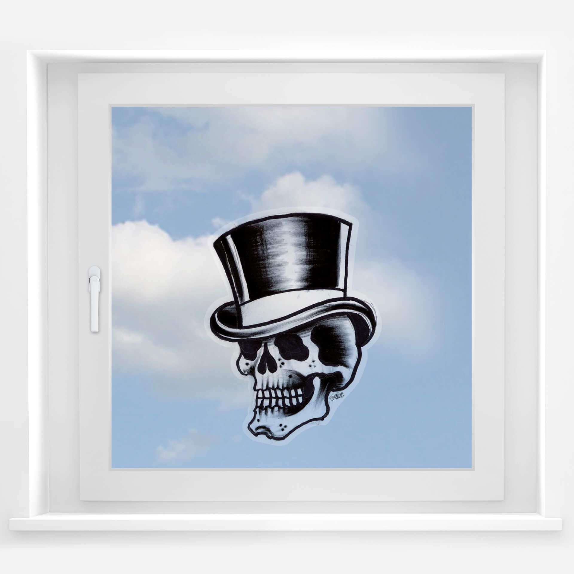 Miami Ink calavera con sombrero de copa mural de ventana