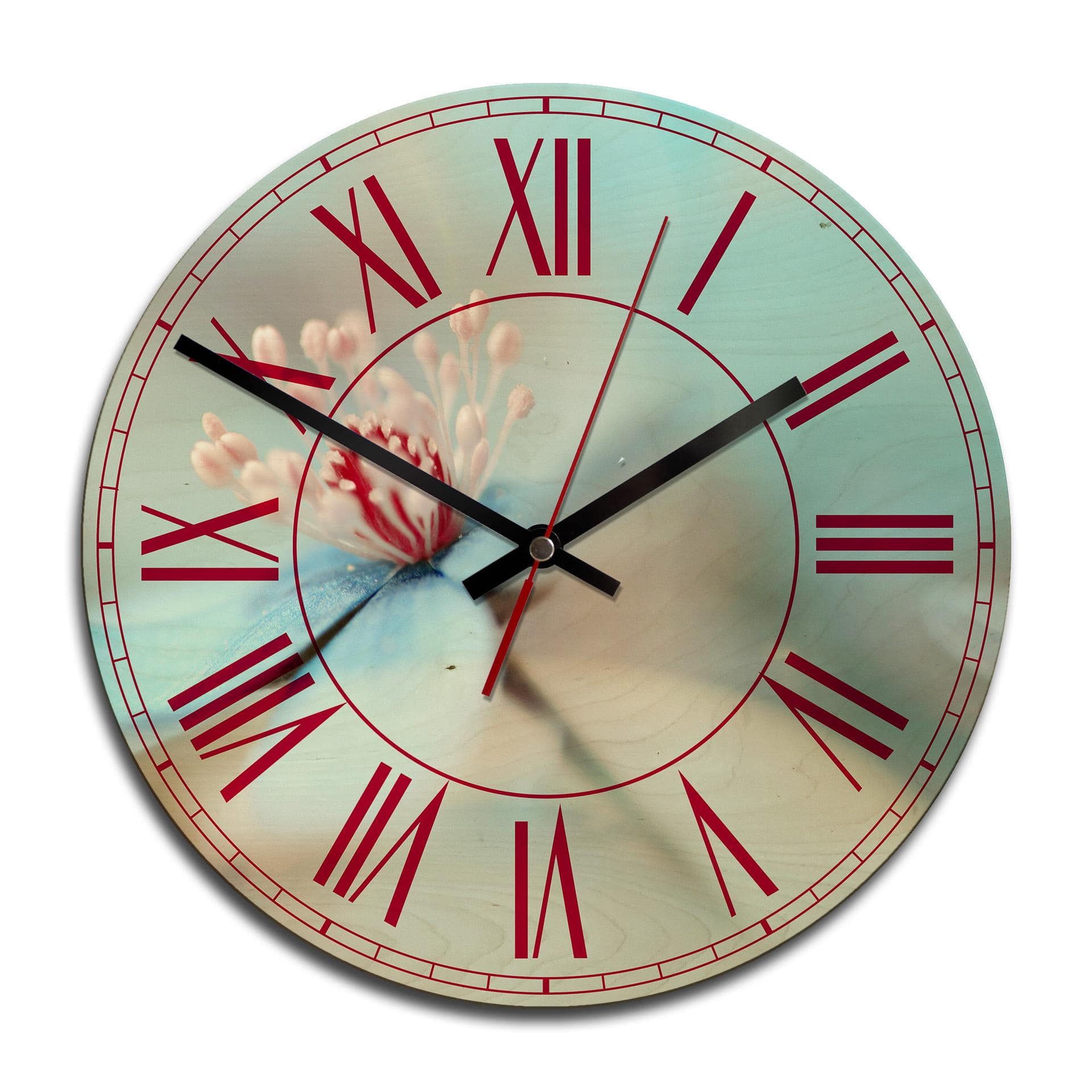 Horloge murale en bois - Westum - Fleurs délicates