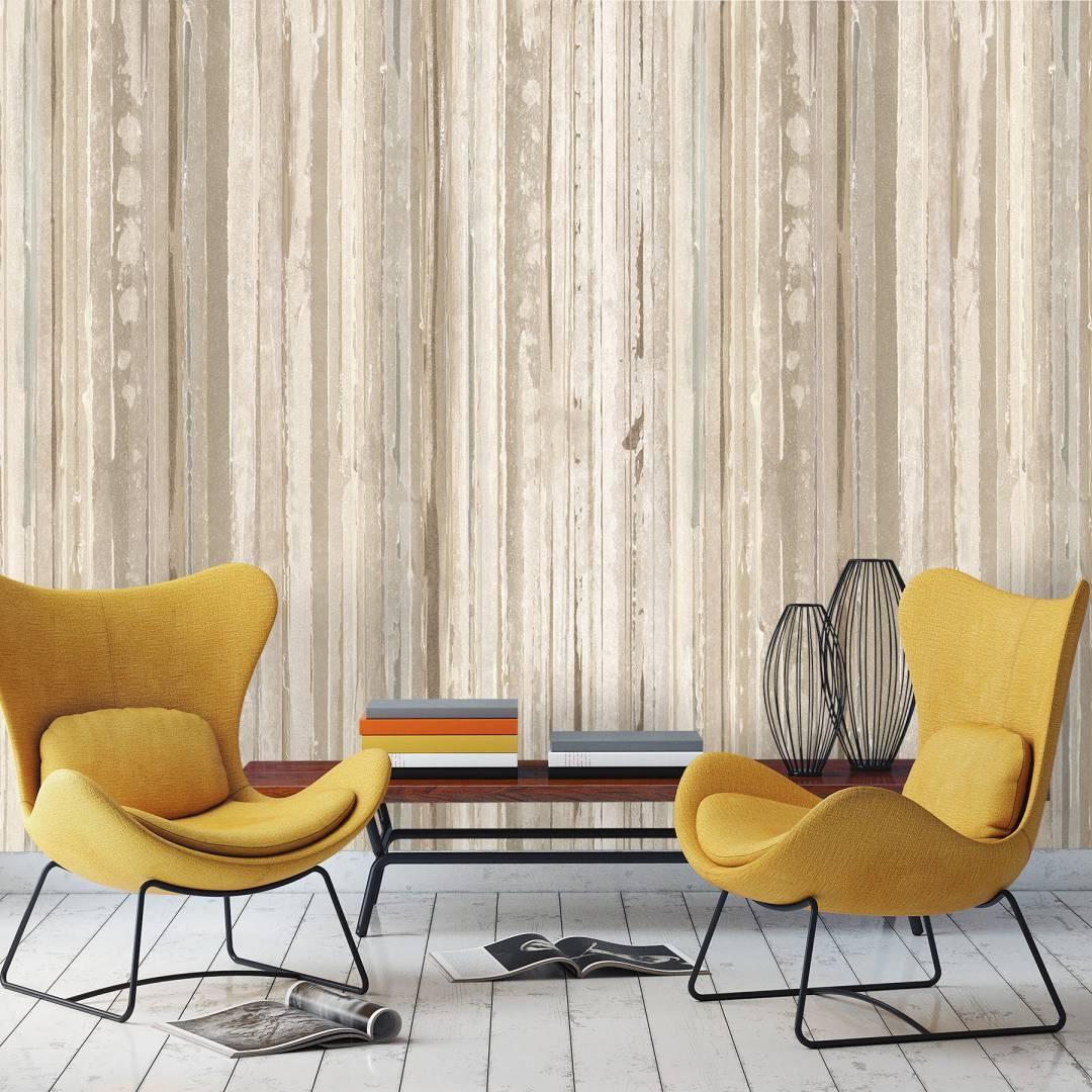 Fototapet, beige striber 3,40 x 2,12 m