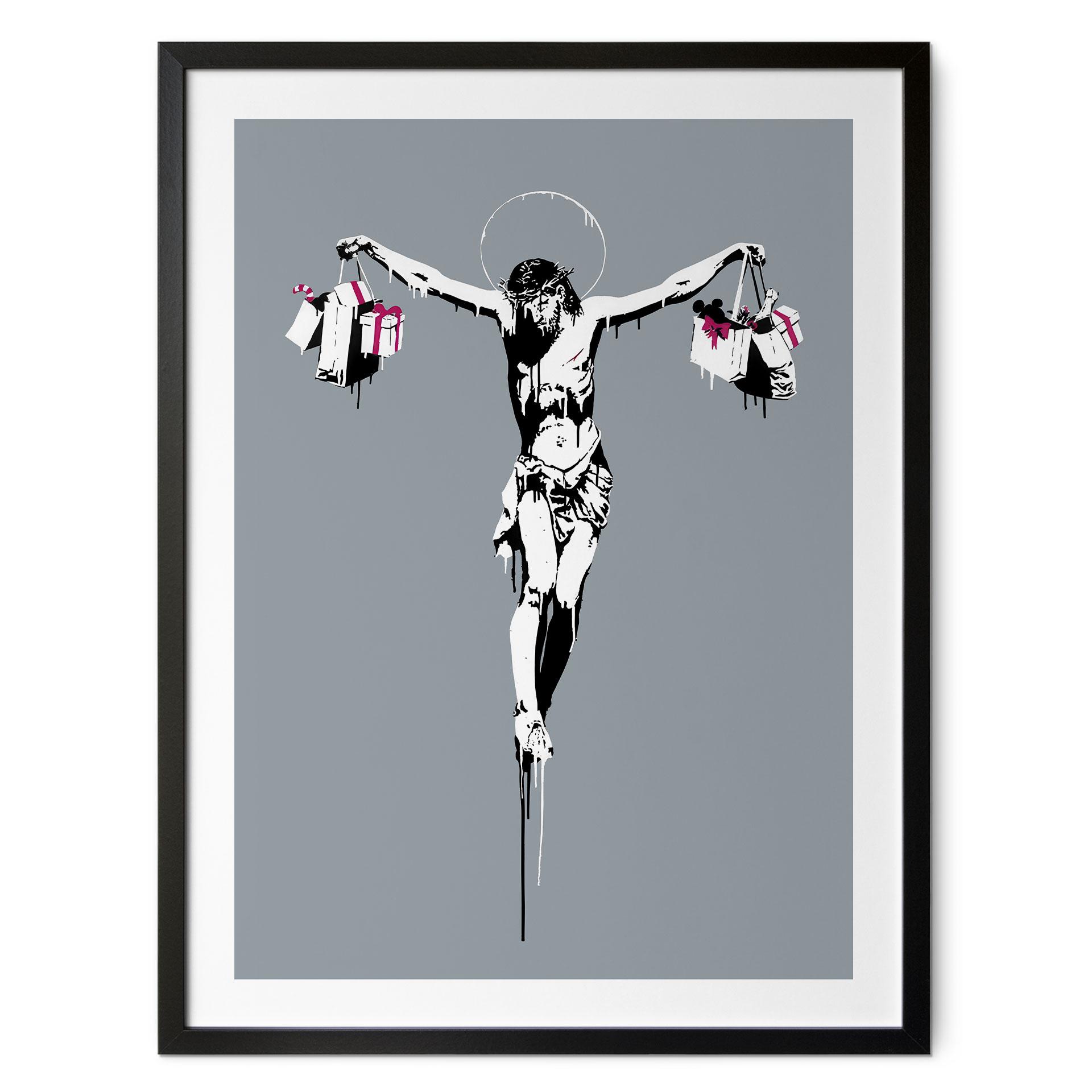 Plakat Banksy - Jesus Kristus med indkøbsposer