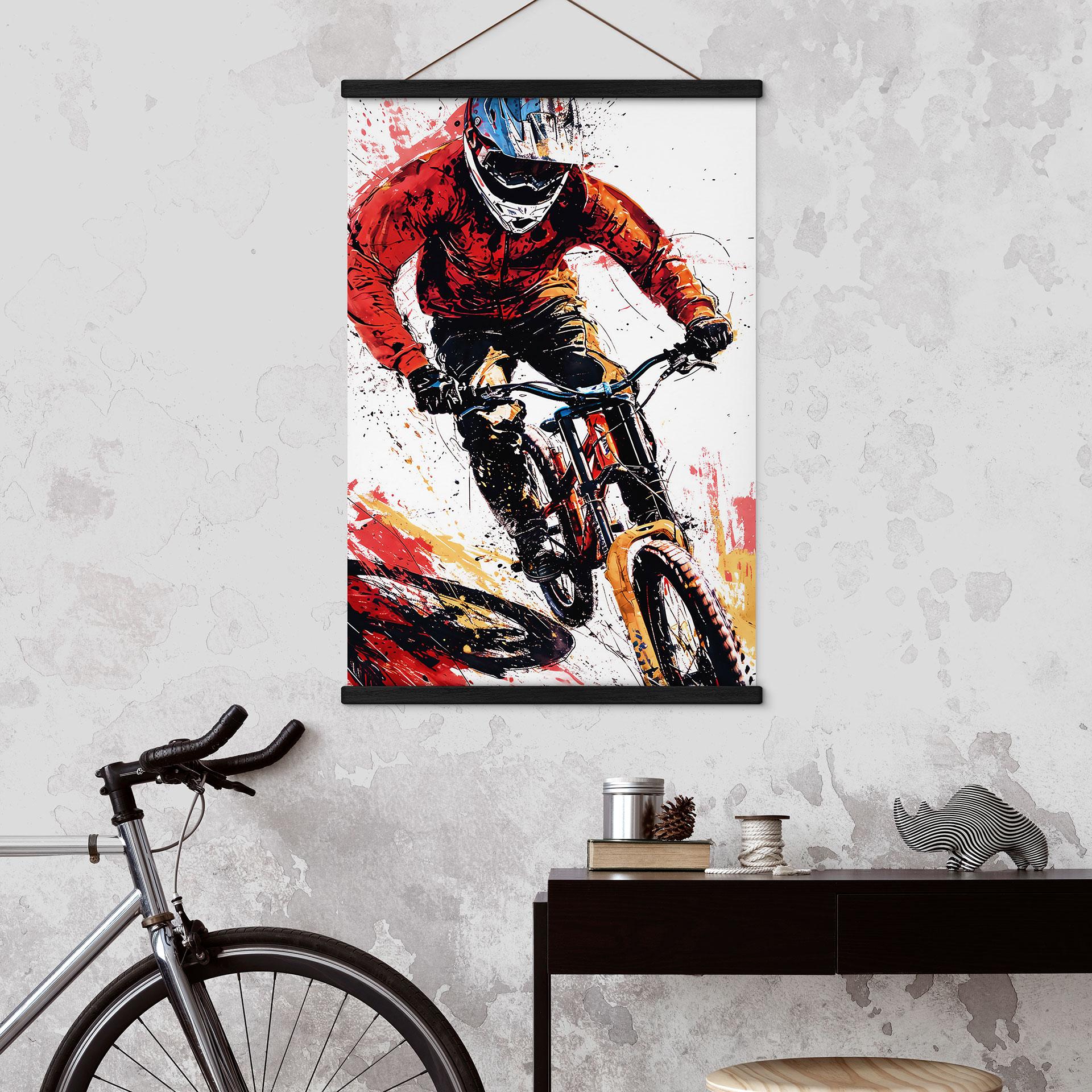 Tekstil plakat Dynamisk mountainbiker - Jaszke