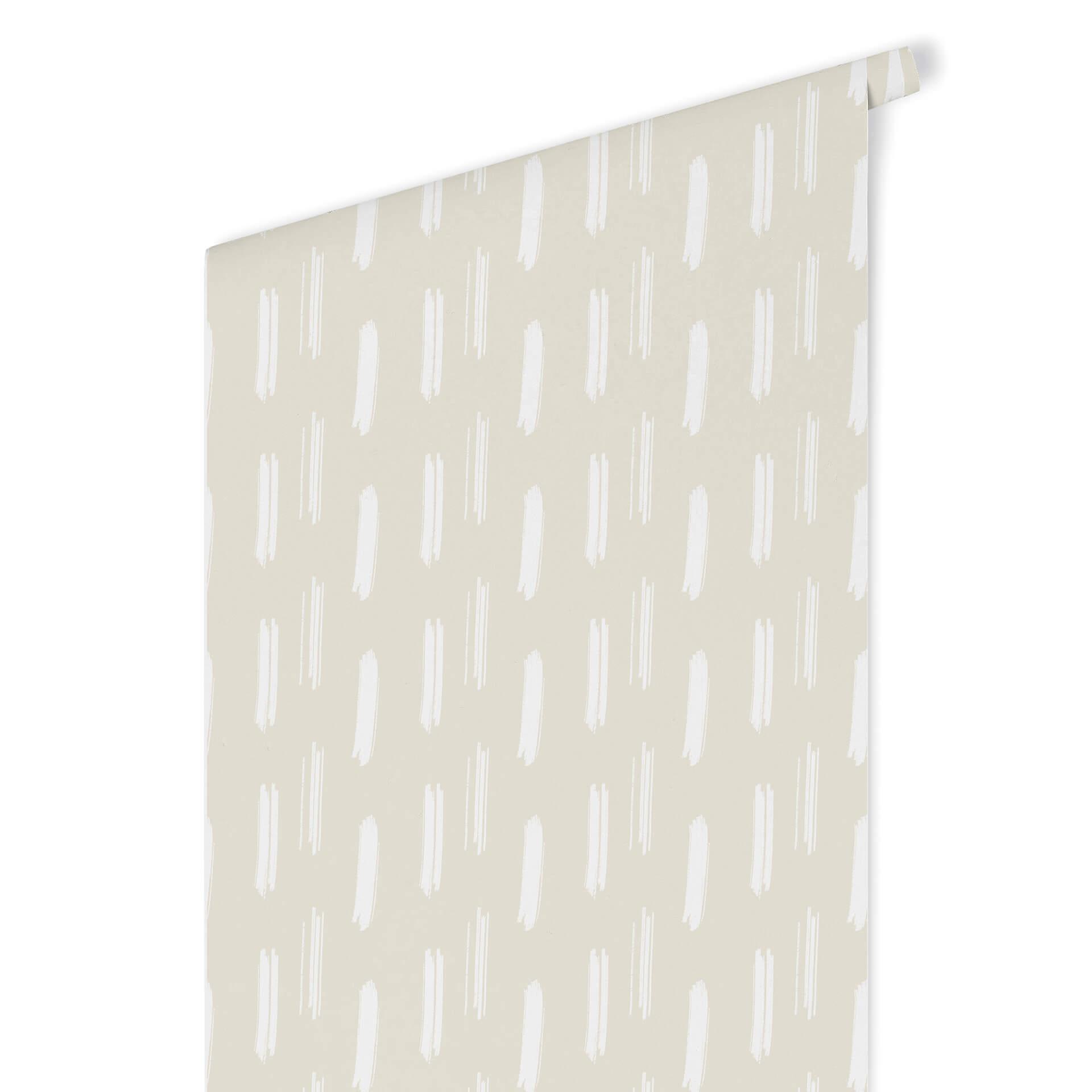 Patroonbehang – Penseelstreken beige