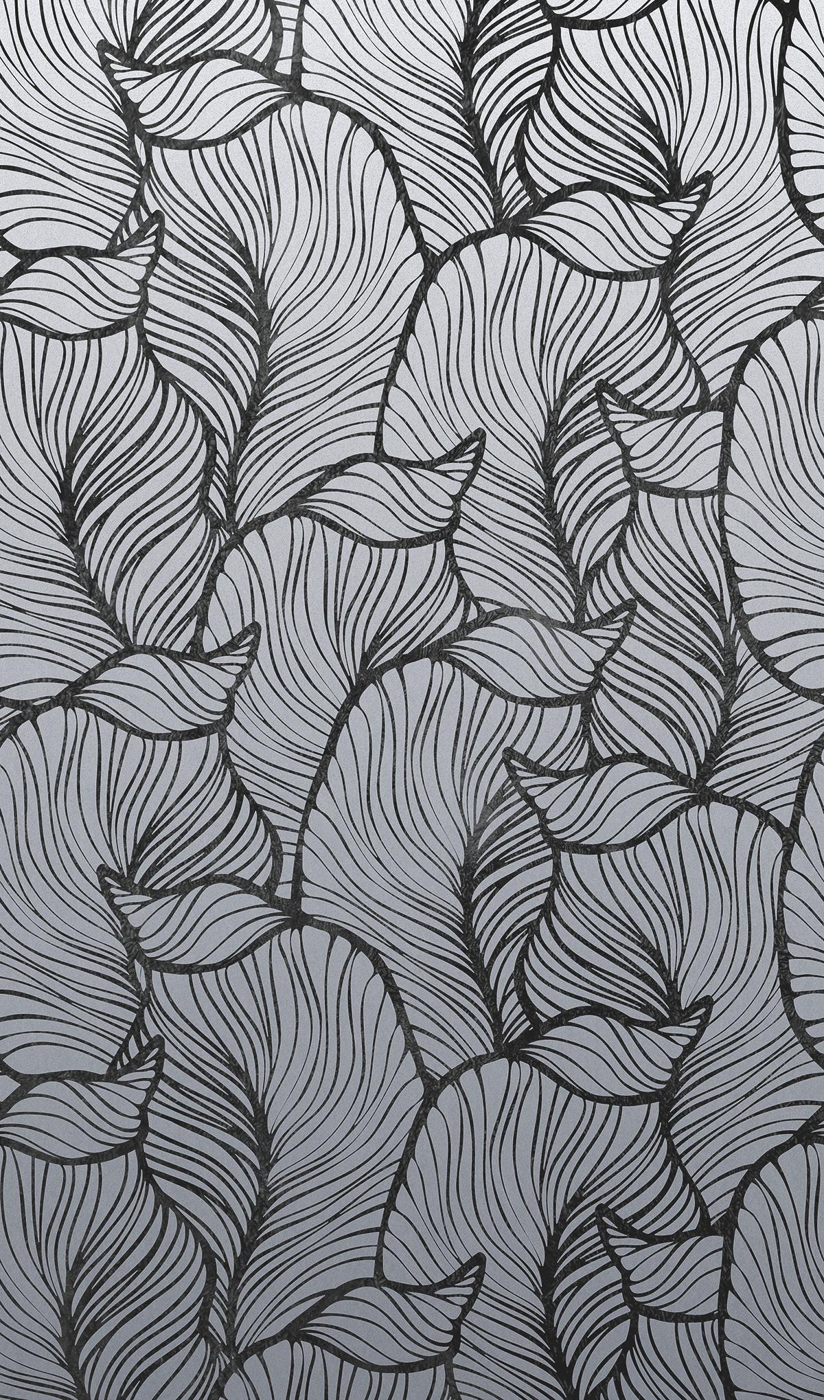 Behang Fotobehang met abstract bladmotief Grijs, Zwart, Bloem 2,70 x 1,59 m