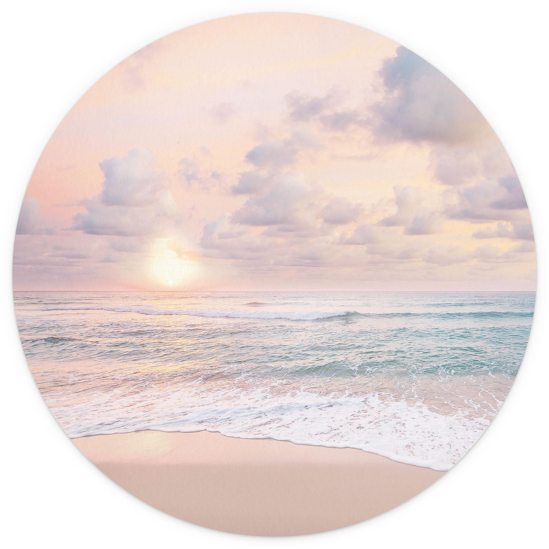 Romantisch Fotobehang - zonsondergang over strand en zee - Sisi & Seb - Rond - vliesbehang/zelfkleve