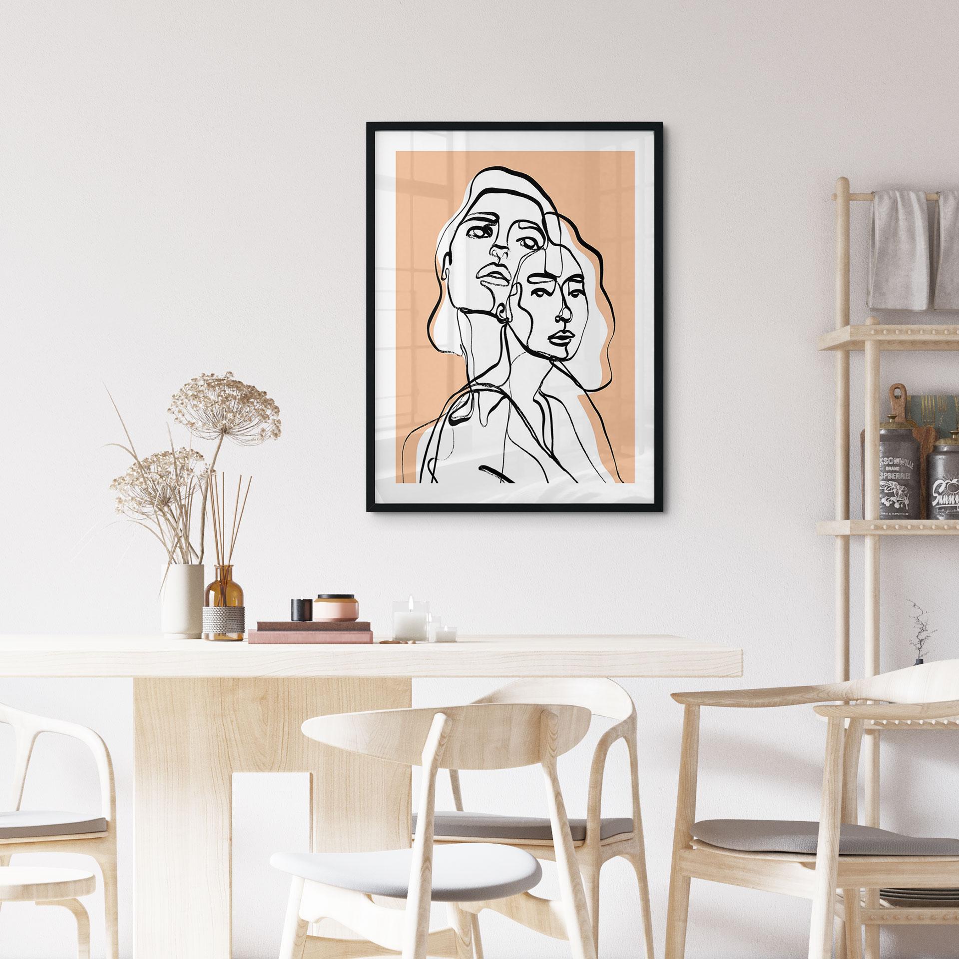 Plakat Line Art-portræt af to kvinder - Treechild