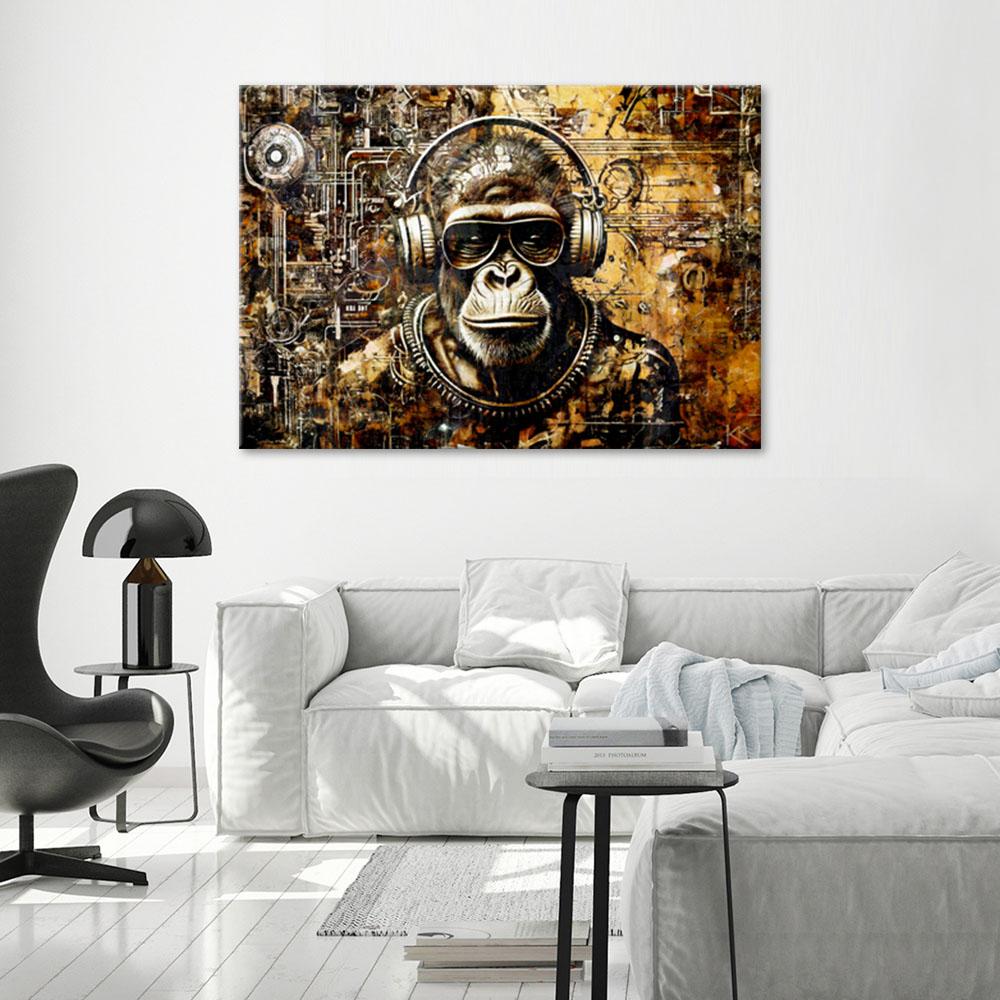 Canvasbillede, abe med briller