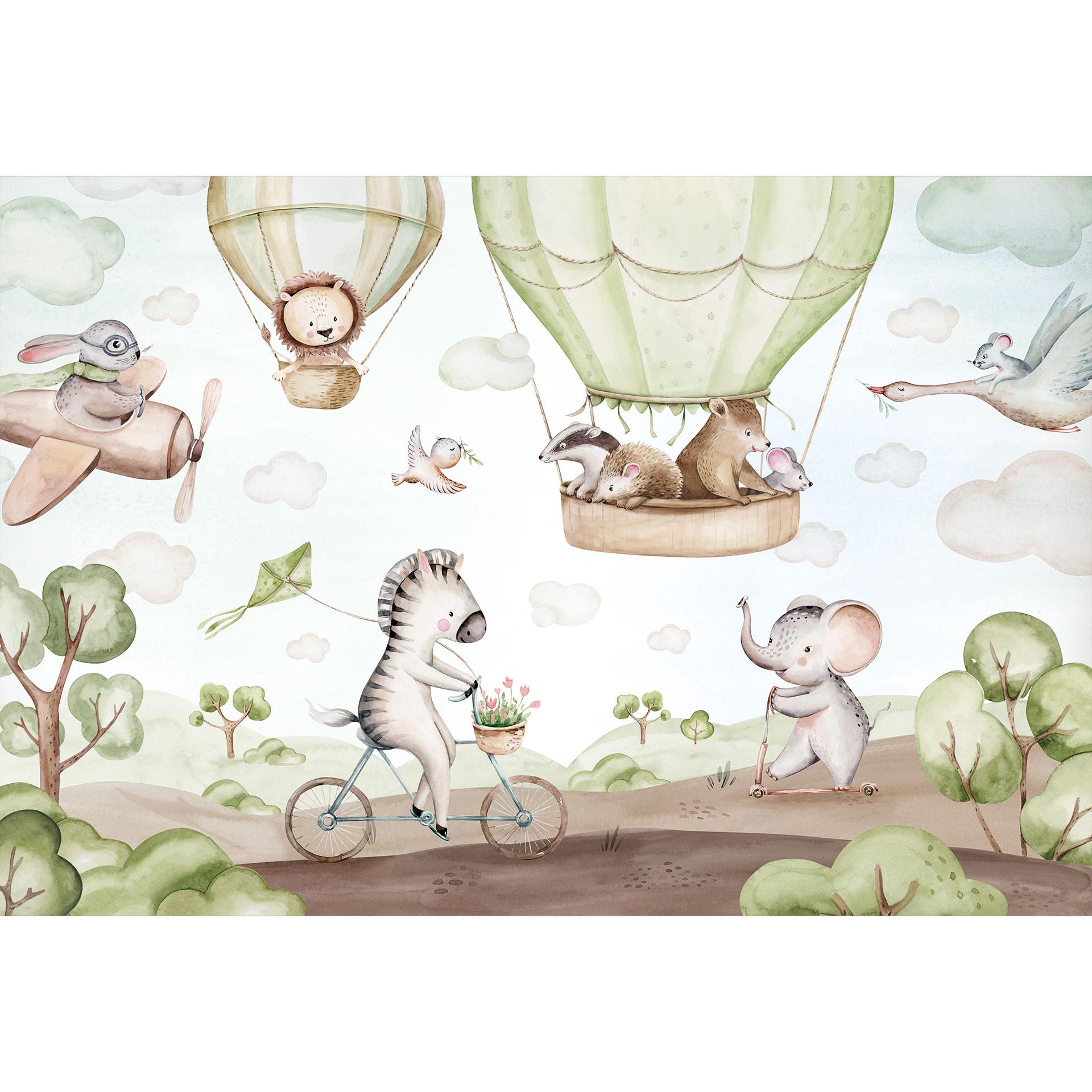 Fototapete Kindertapete Ballonfahrt der Tierfreunde - Kvilis