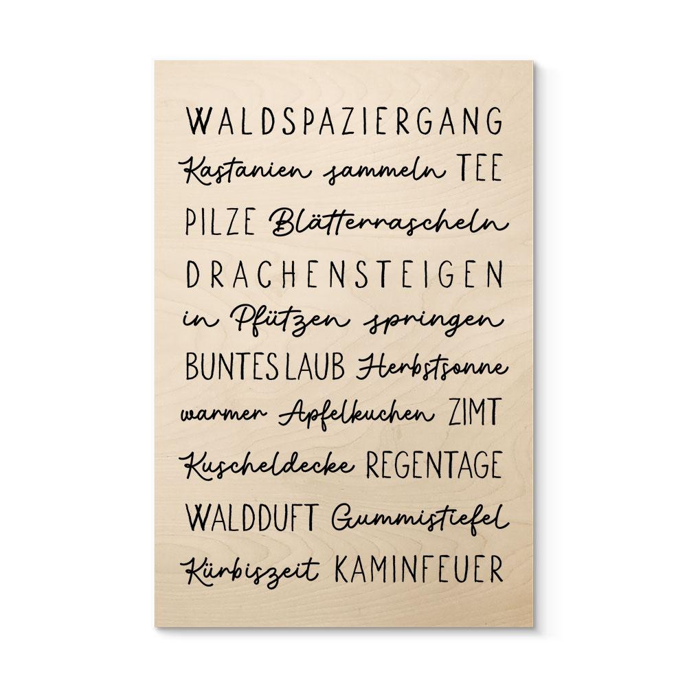 Holzbild Herbstliche Worte - Typografie