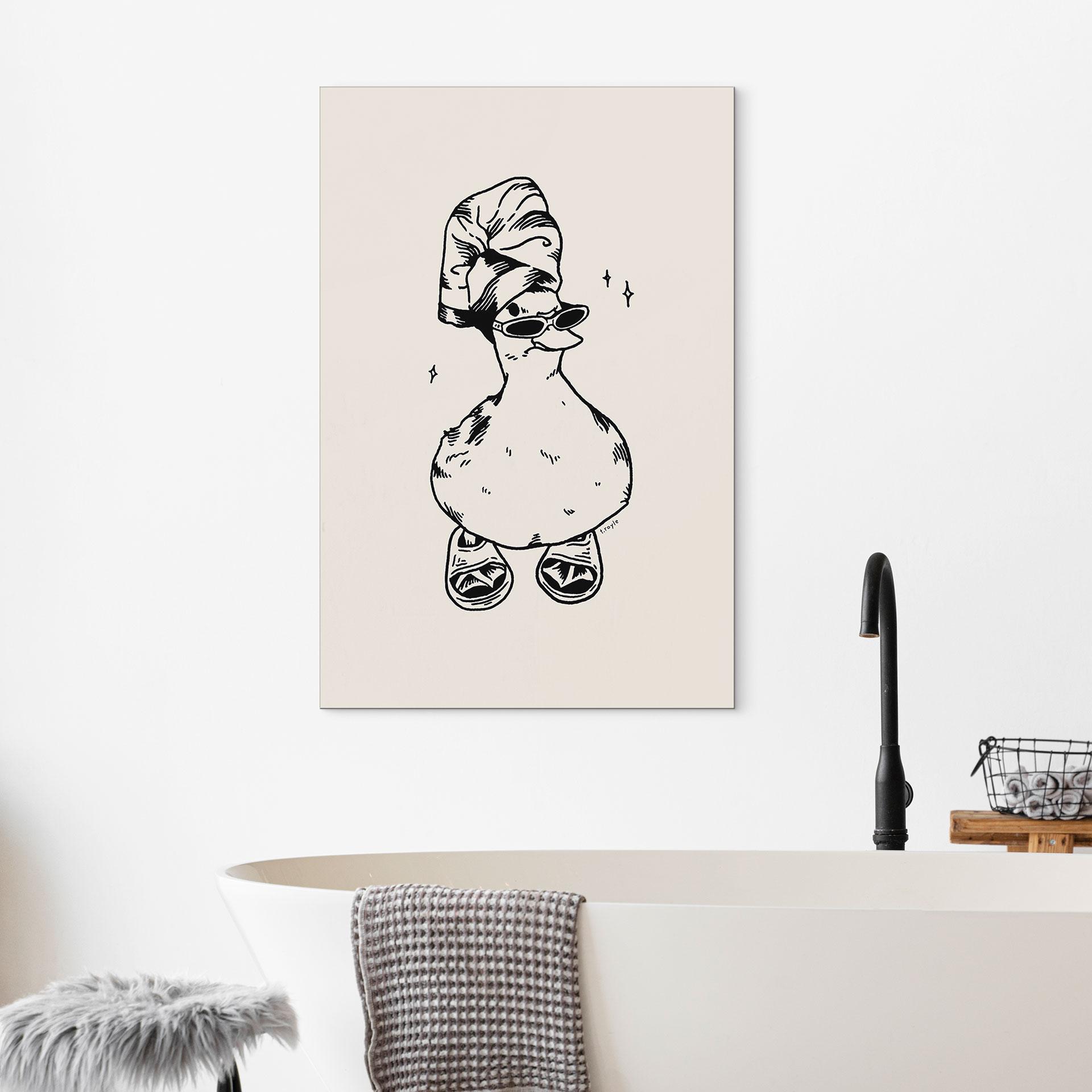 Wandbild Coole Spa-Ente mit Sonnenbrille - Royle - Alu-Dibond