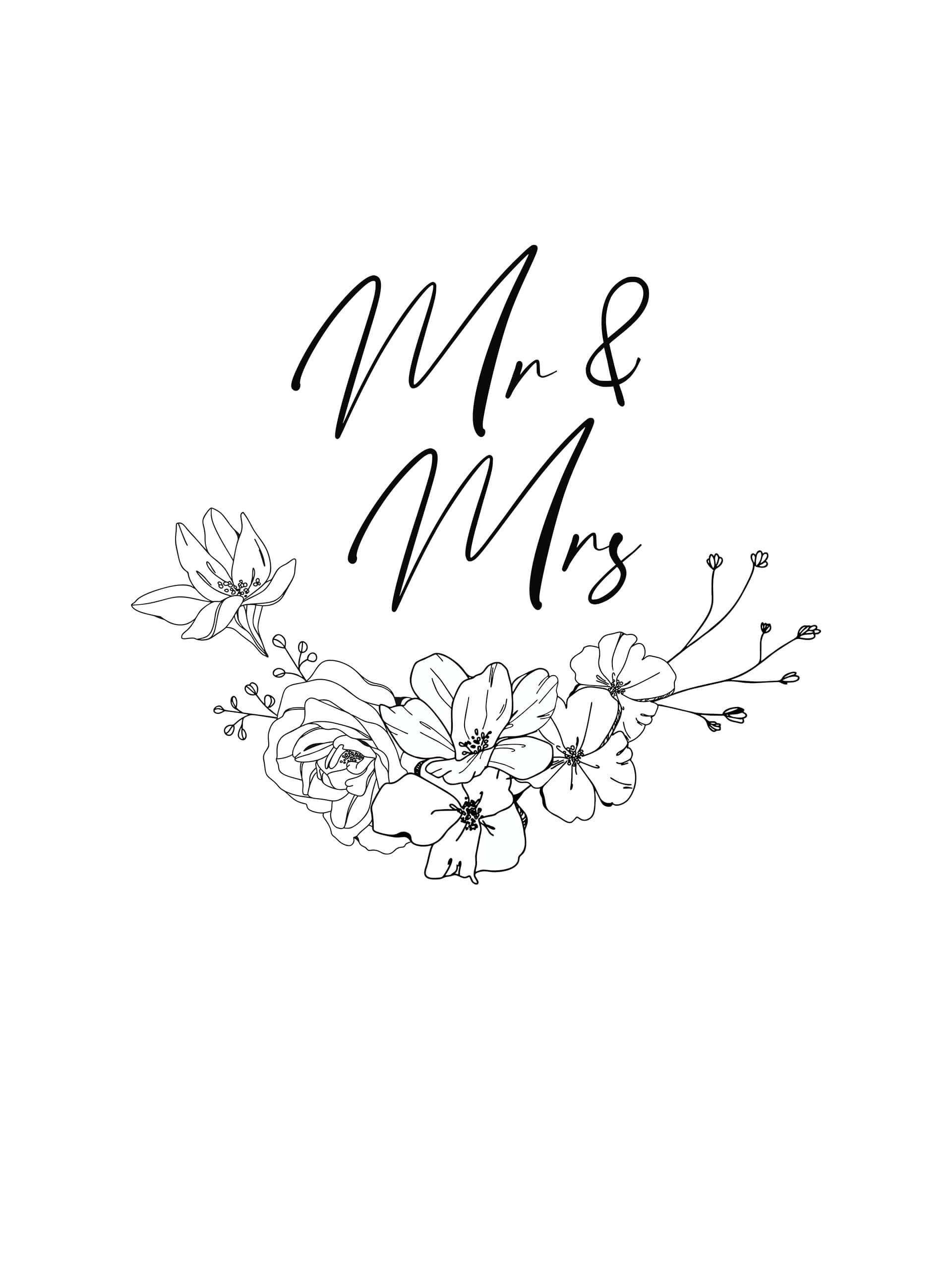 Personalisiertes Poster Mr & Mrs - Line Art