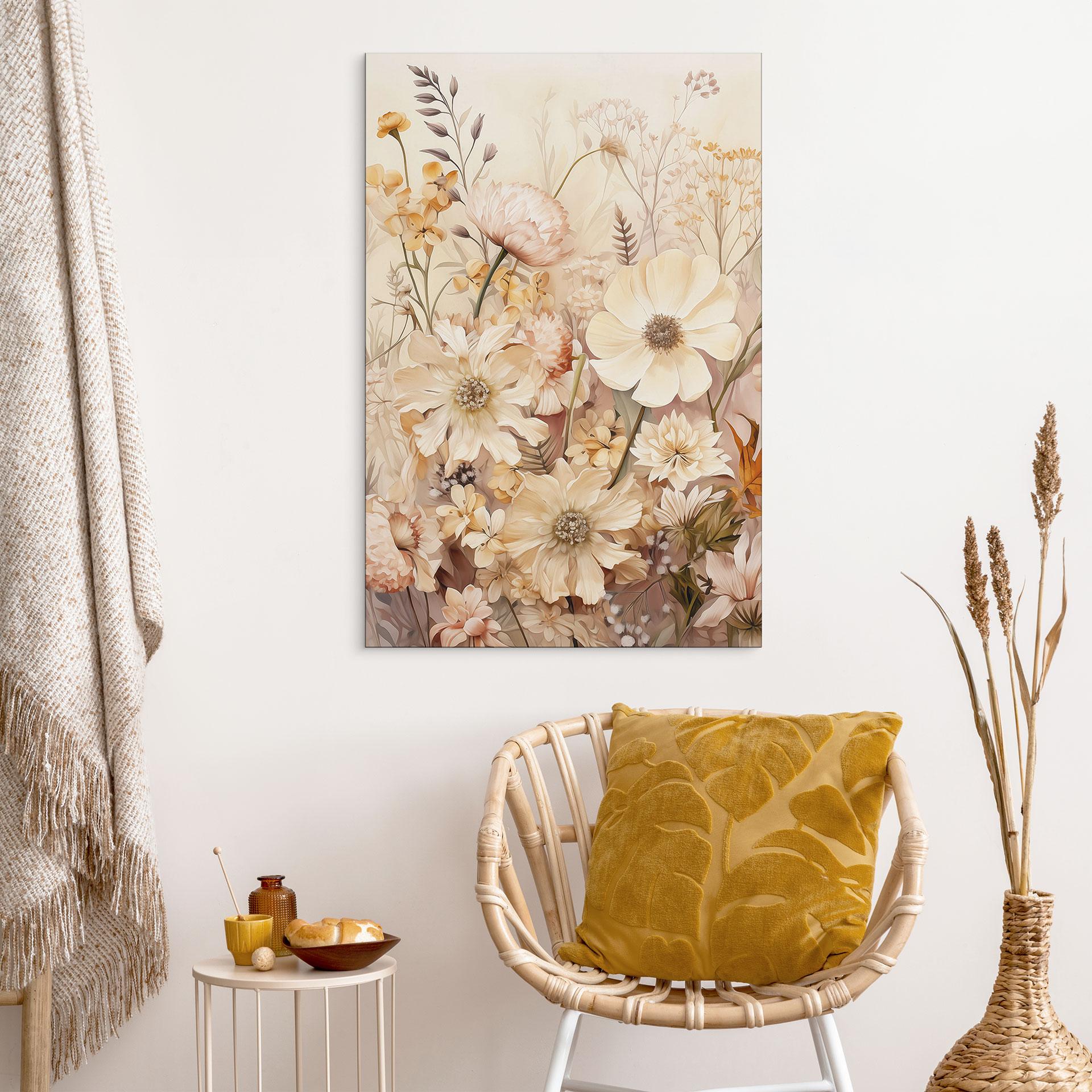 Billede Vintage-blomster på engen - Lola Peacock – print på aluminium (Alu-Dibond)