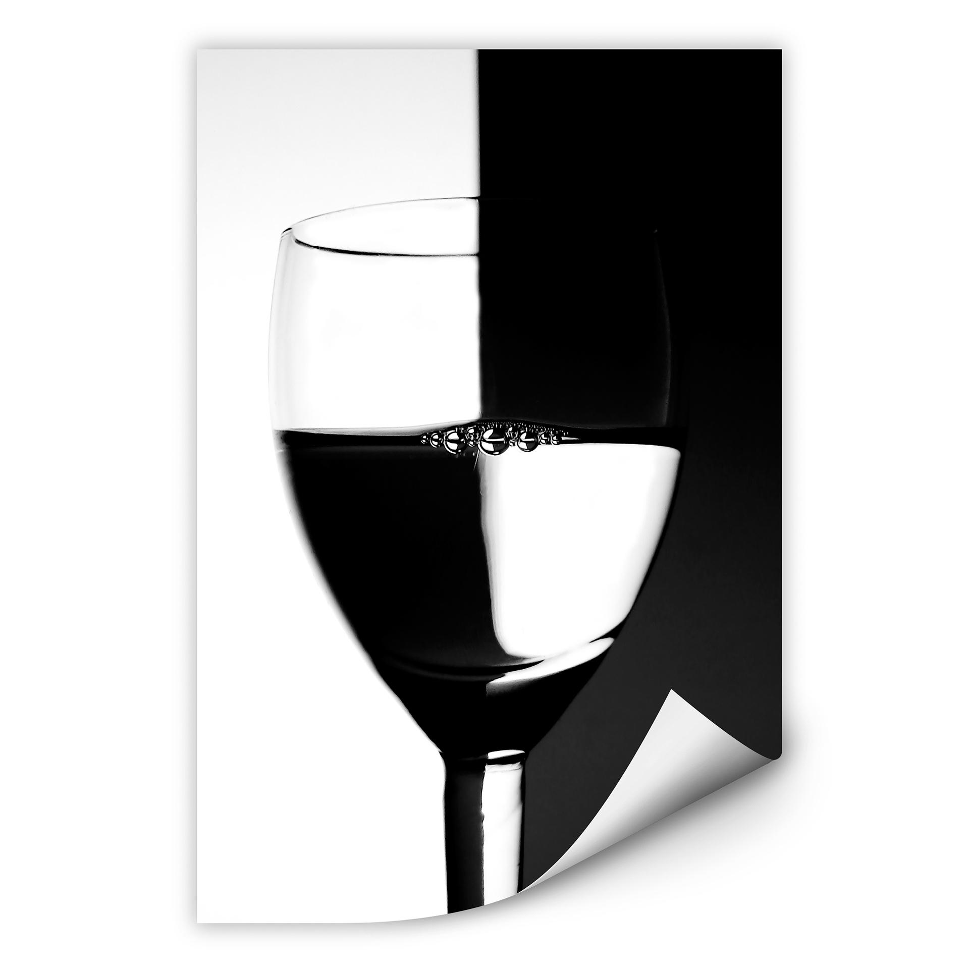 Poster autocollant - W - Verre de Vin noir et blanc