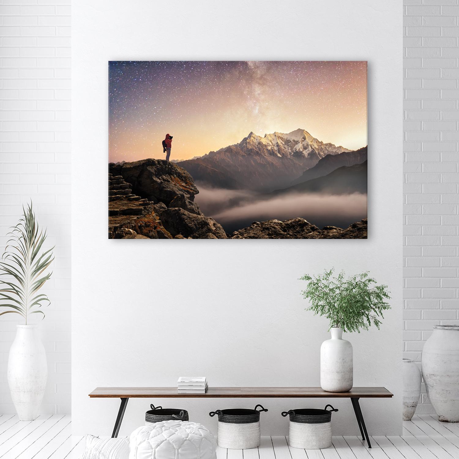Canvasbillede, bjerg himmel landskab