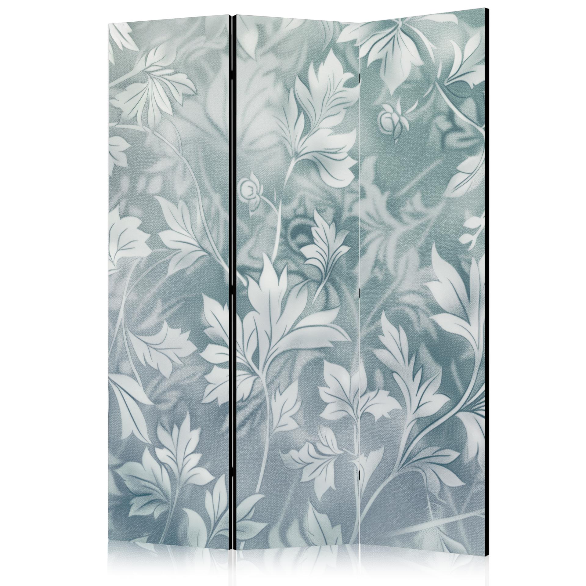 Paravent, Raumteiler freistehend, Trennwand - Ornaments in Rubbed Faded Turquoise: Floral Pattern