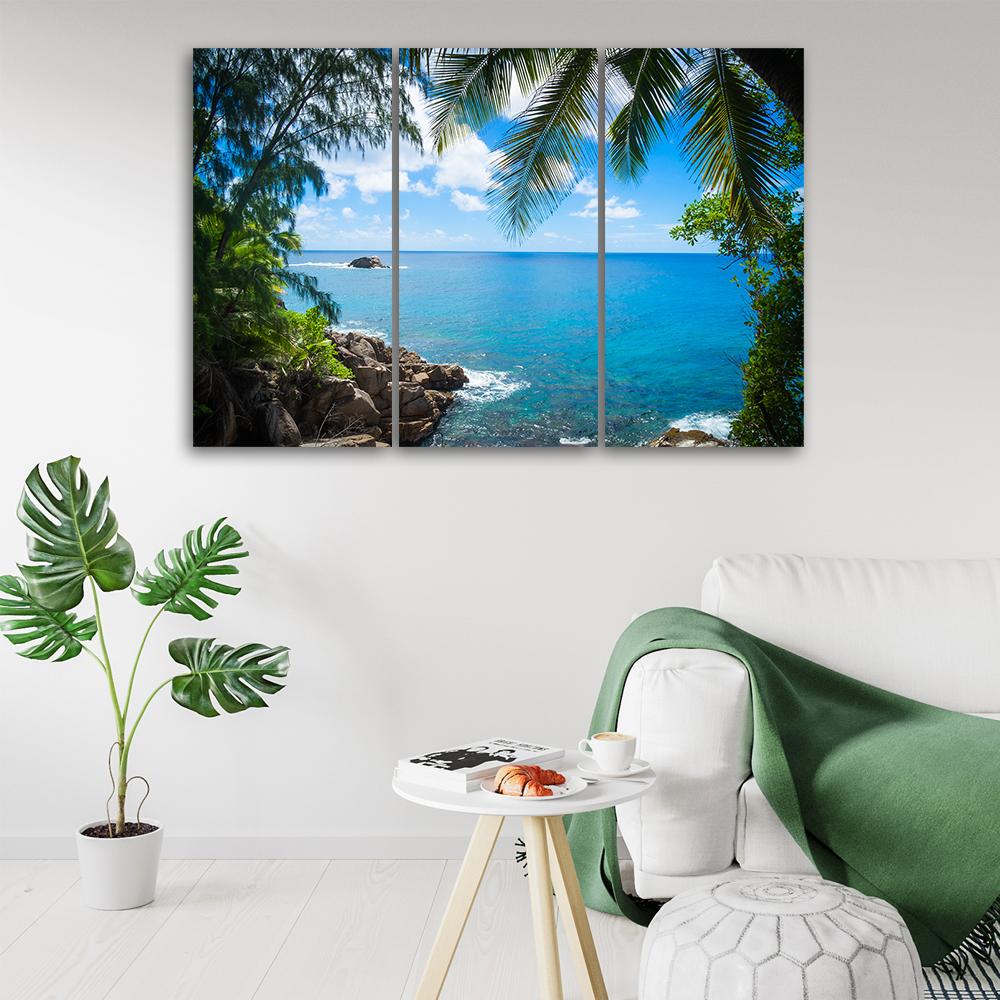 3 stykke lærred Print Tropical Beach Palm Trees Island
